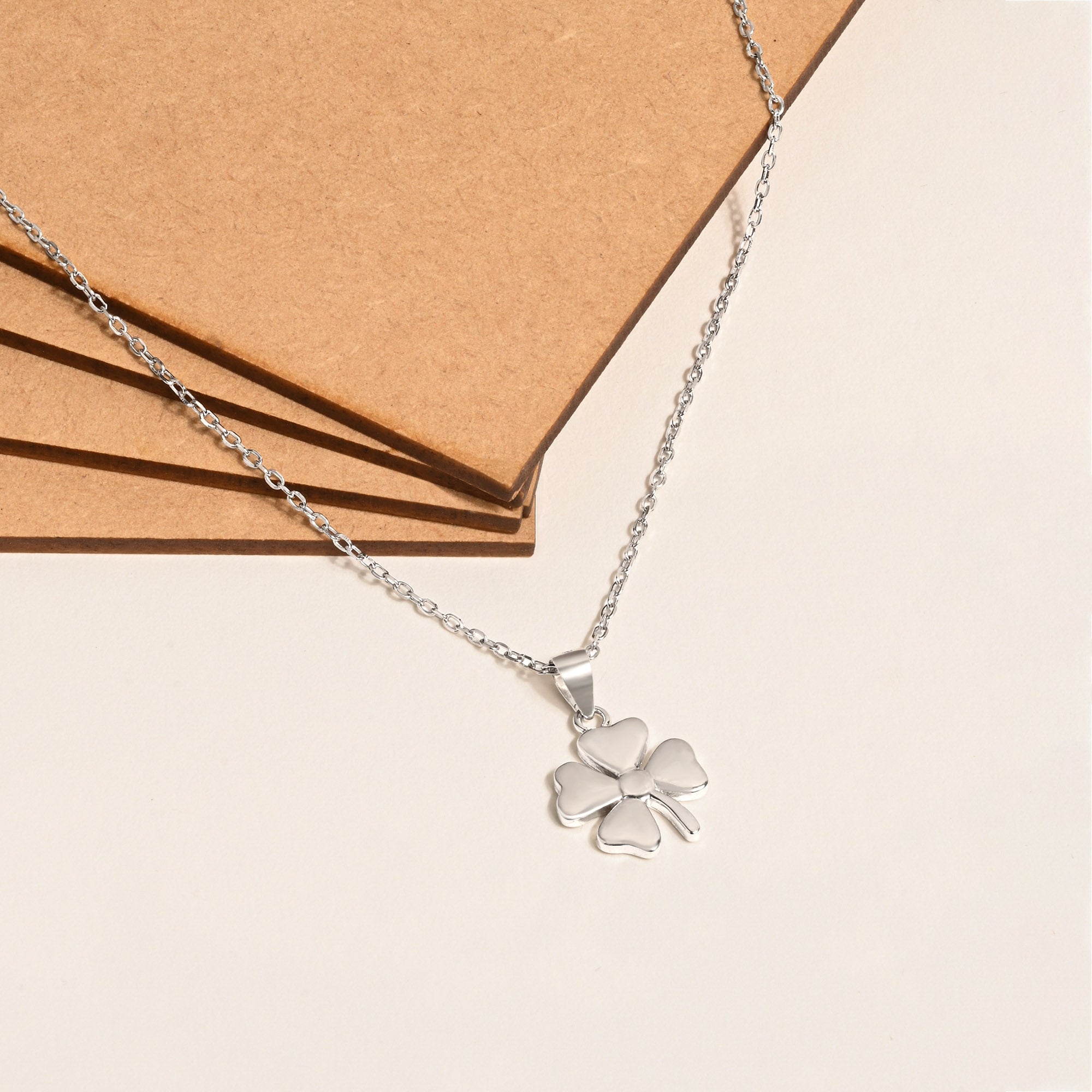 Minimal Clover Charm Necklace