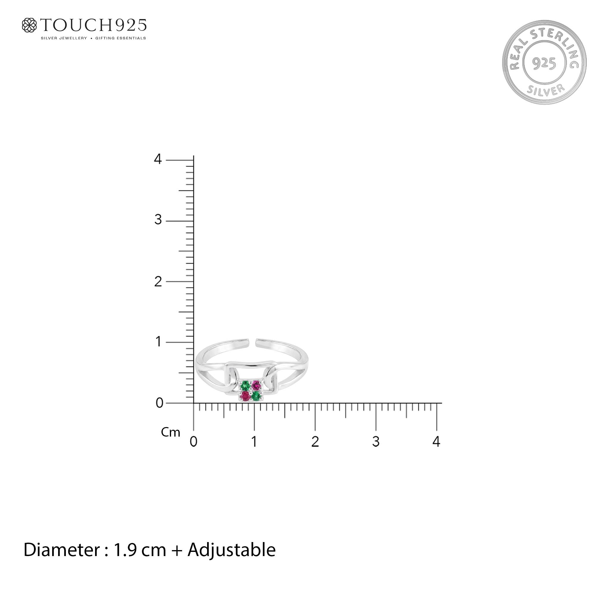 Square Four-Stone Toe Ring
