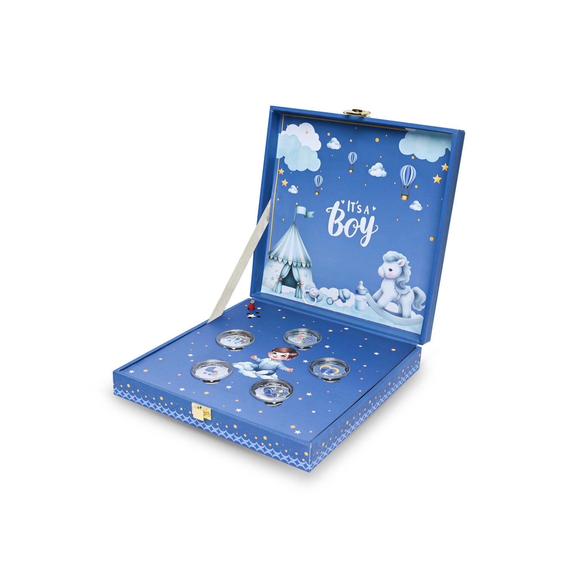 999 Silver Musical Baby Boy Coin Box (5 Coins)