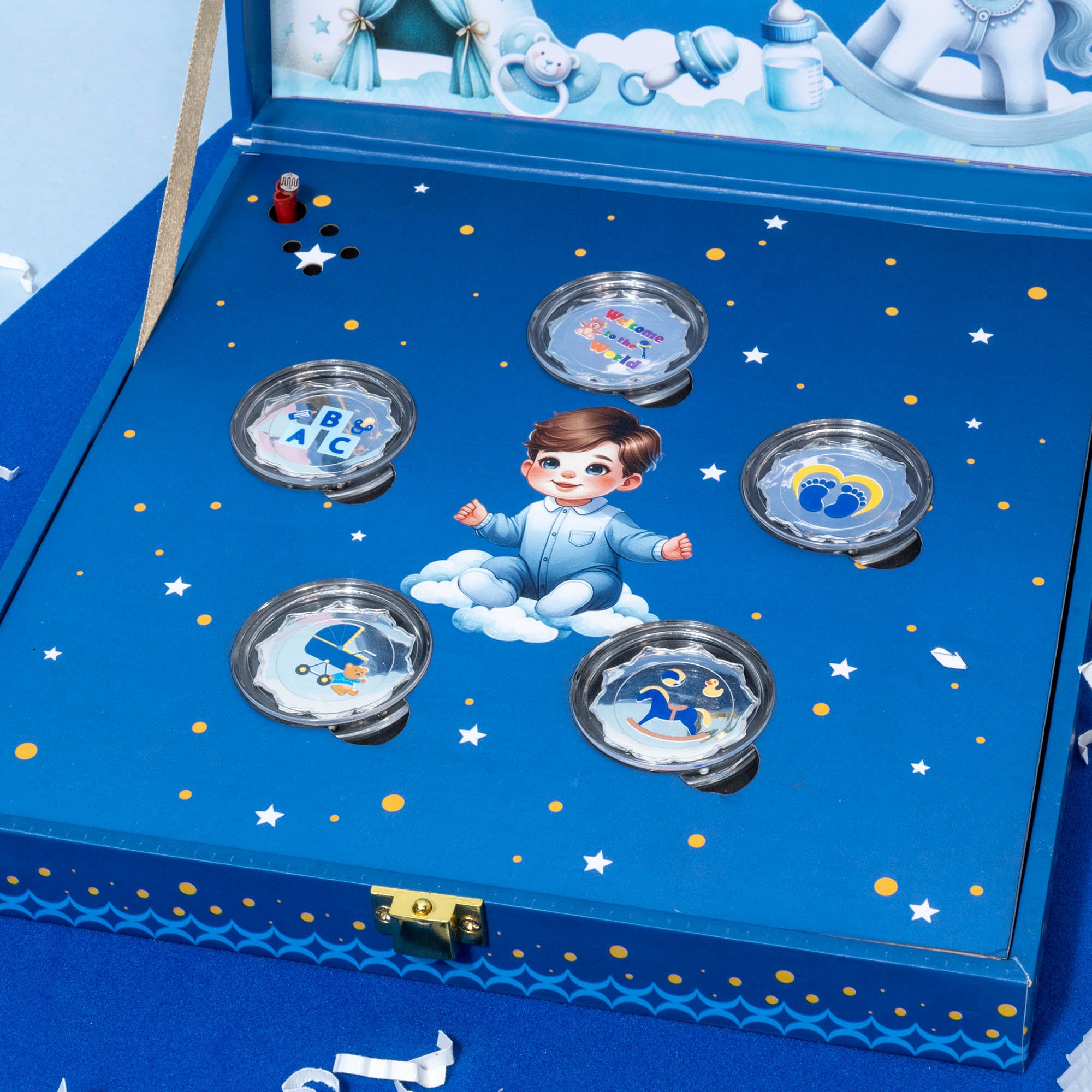 999 Silver Musical Baby Boy Coin Box (5 Coins)