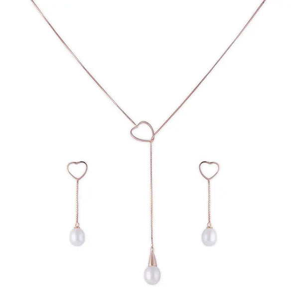 Minimal Dangling Heart Pendant Chain Set