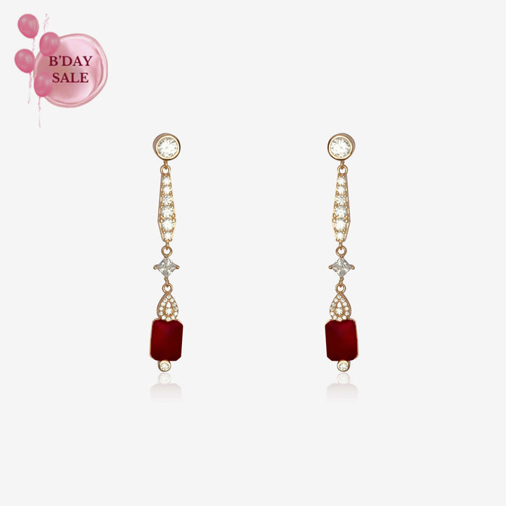 Captivating Red Rose Gold Dangler - Touch925