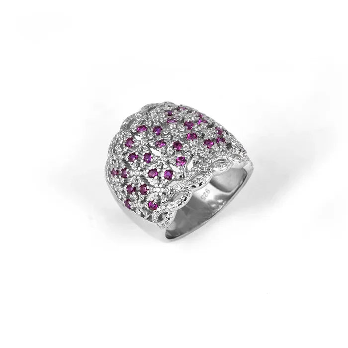 Opulent Orchid Blossom Silver Ring - Touch925
