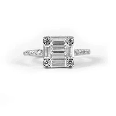 Square Brilliance Silver Ring