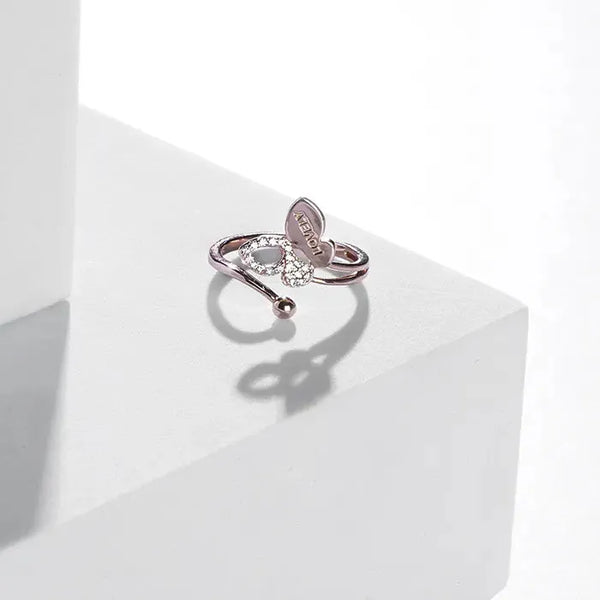 Butterfly Whispers Rose Gold Ring - Touch925