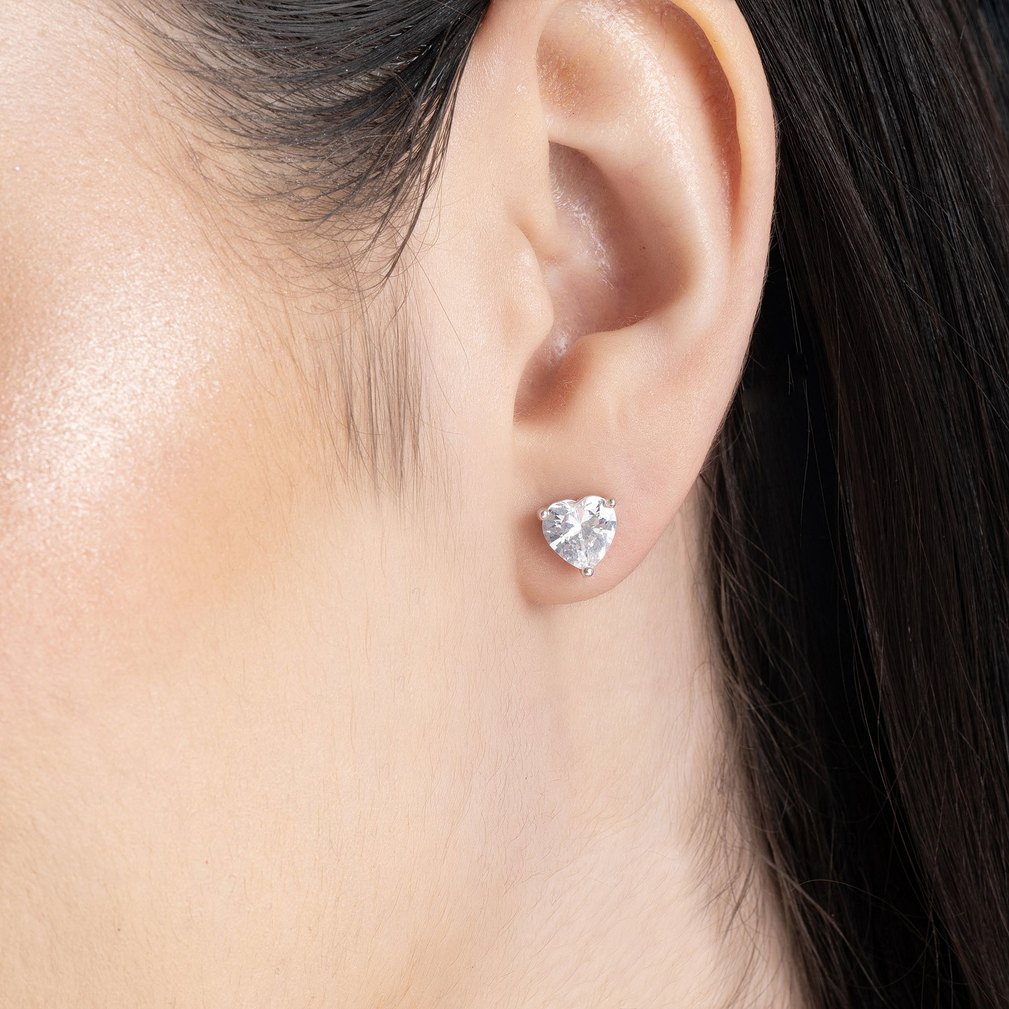 Sleek Heart Stone Studs