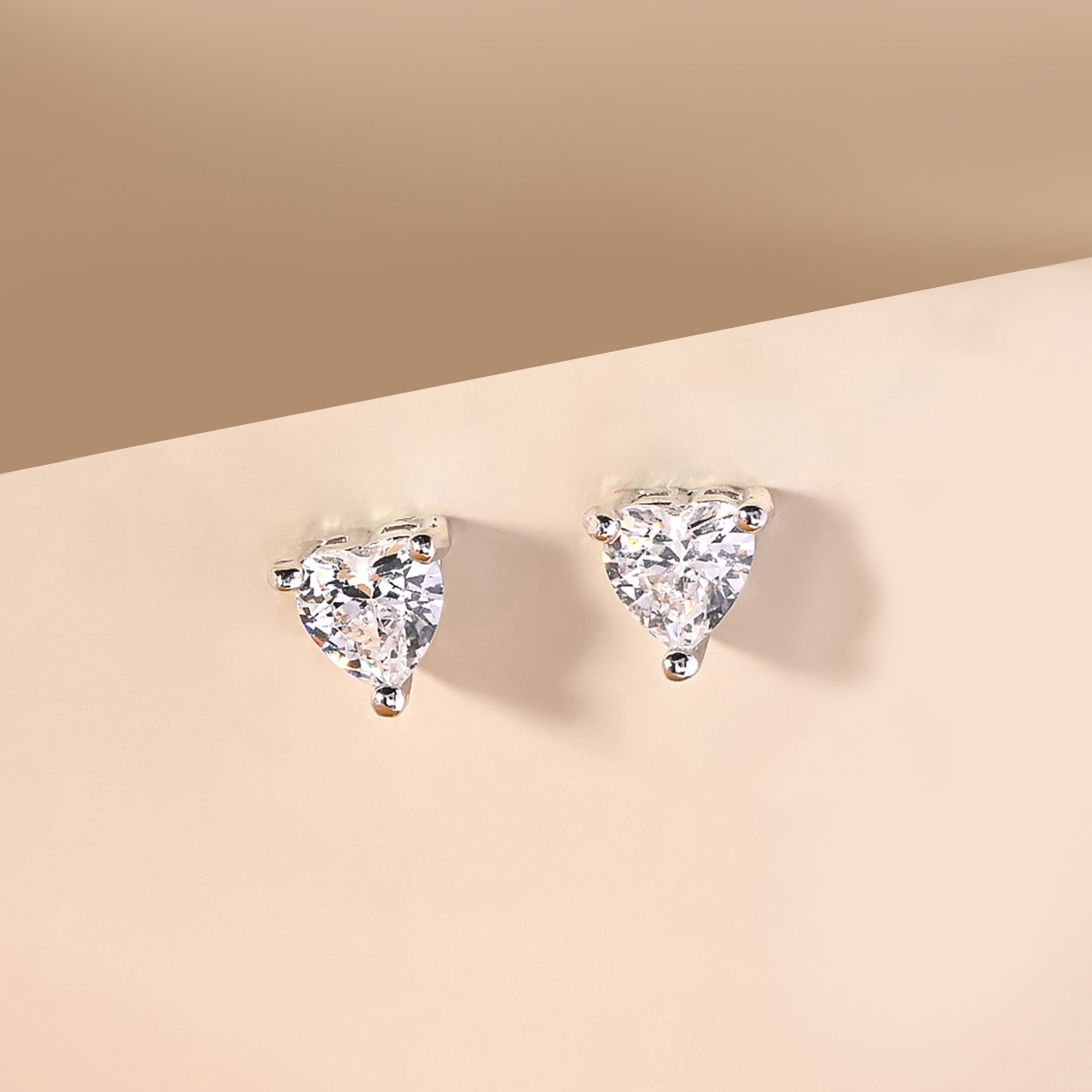 Silver Heart Stone Studs