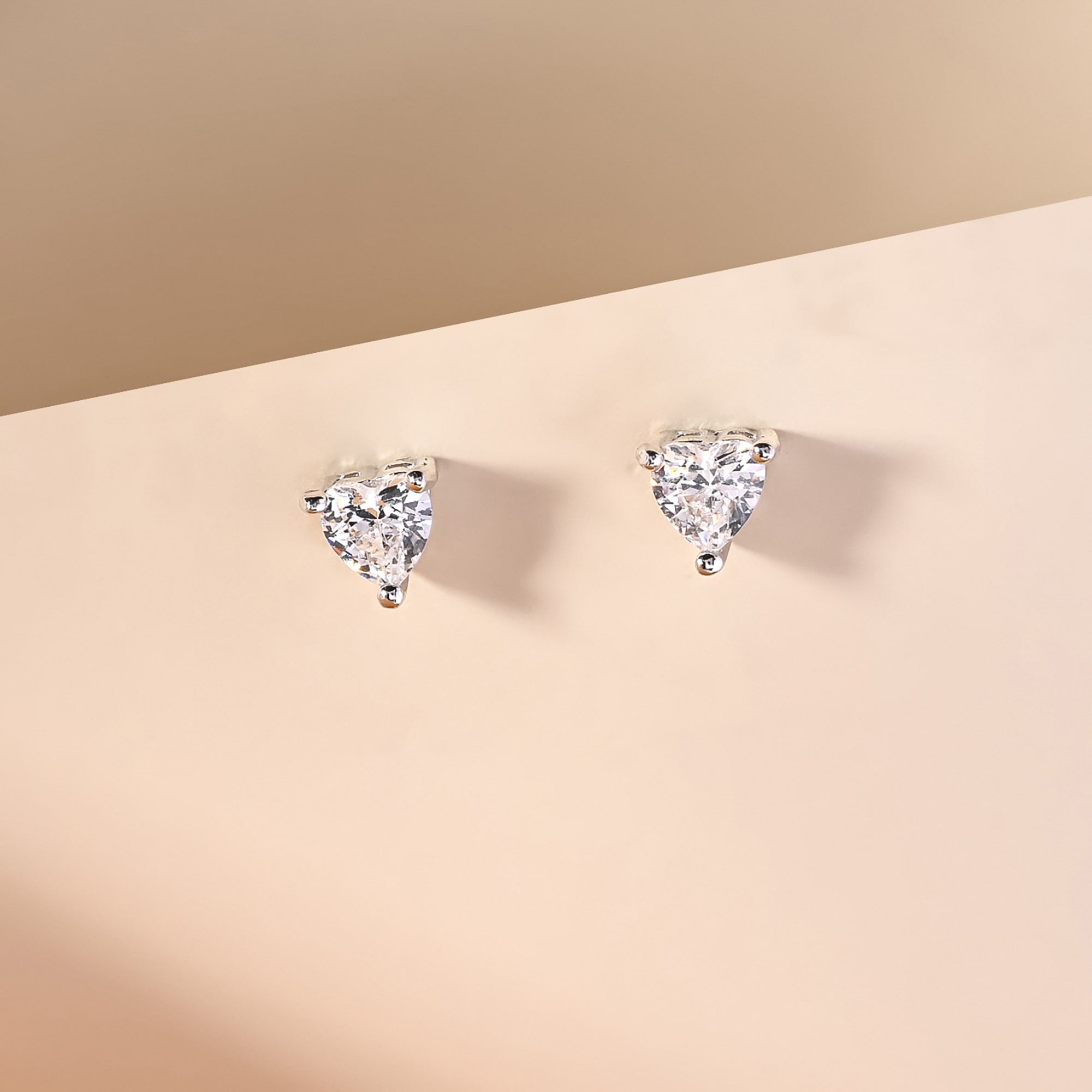 Sleek Heart Stone Studs