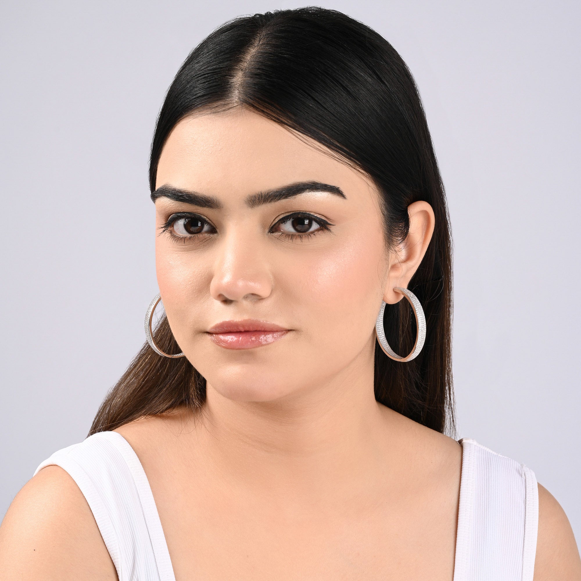 Chunky CZ-Studded Hoops