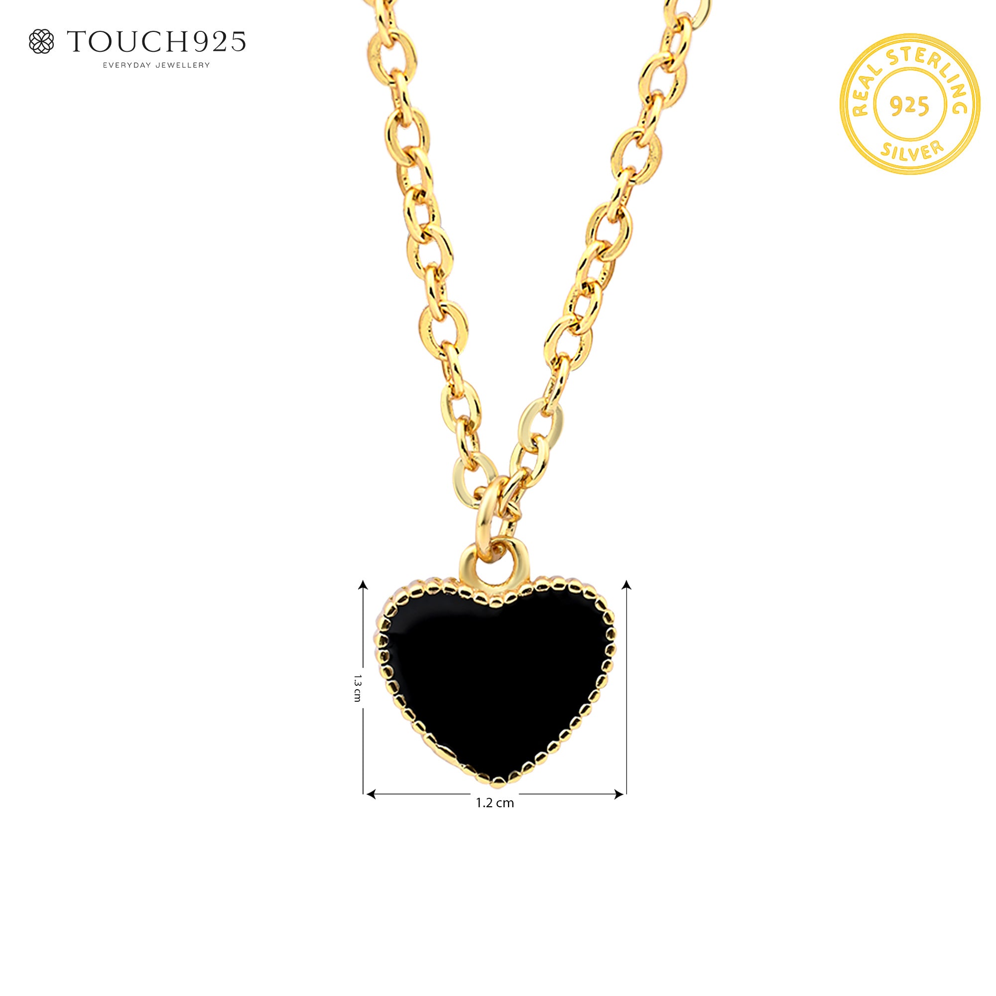 Black Heart Pavé Disc Necklace