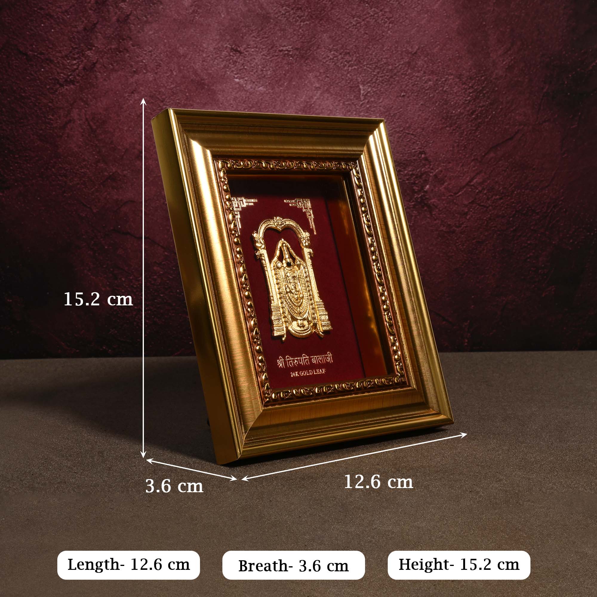 24K Gold Foil Tirupati Balaji Frame