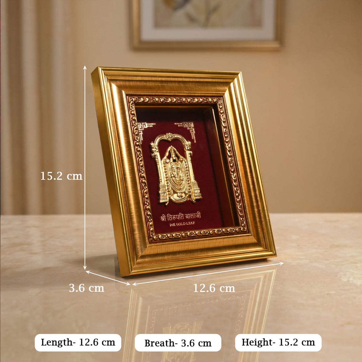 24K Gold Foil Tirupati Balaji Frame