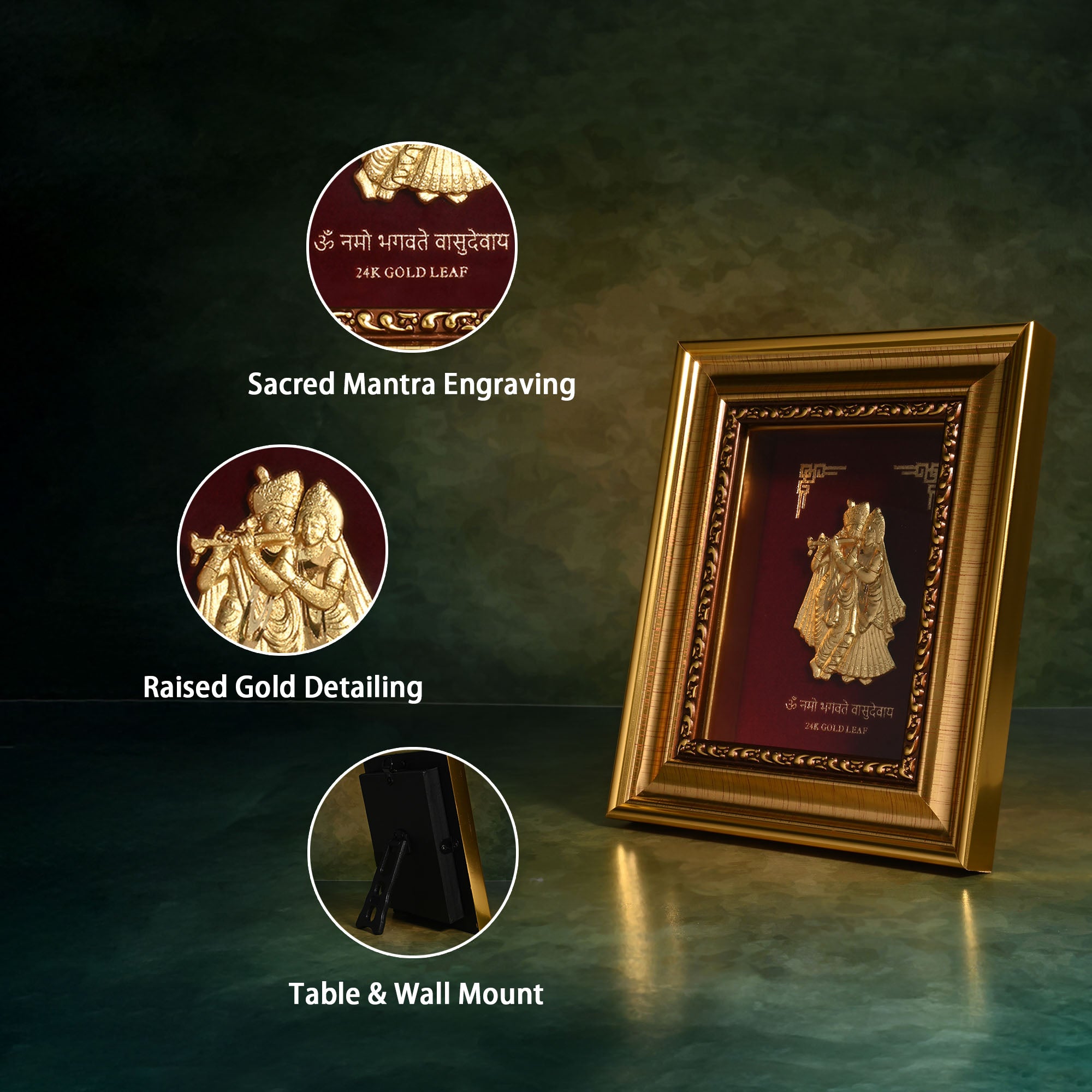 24K Gold Foil Radha Krishna Frame