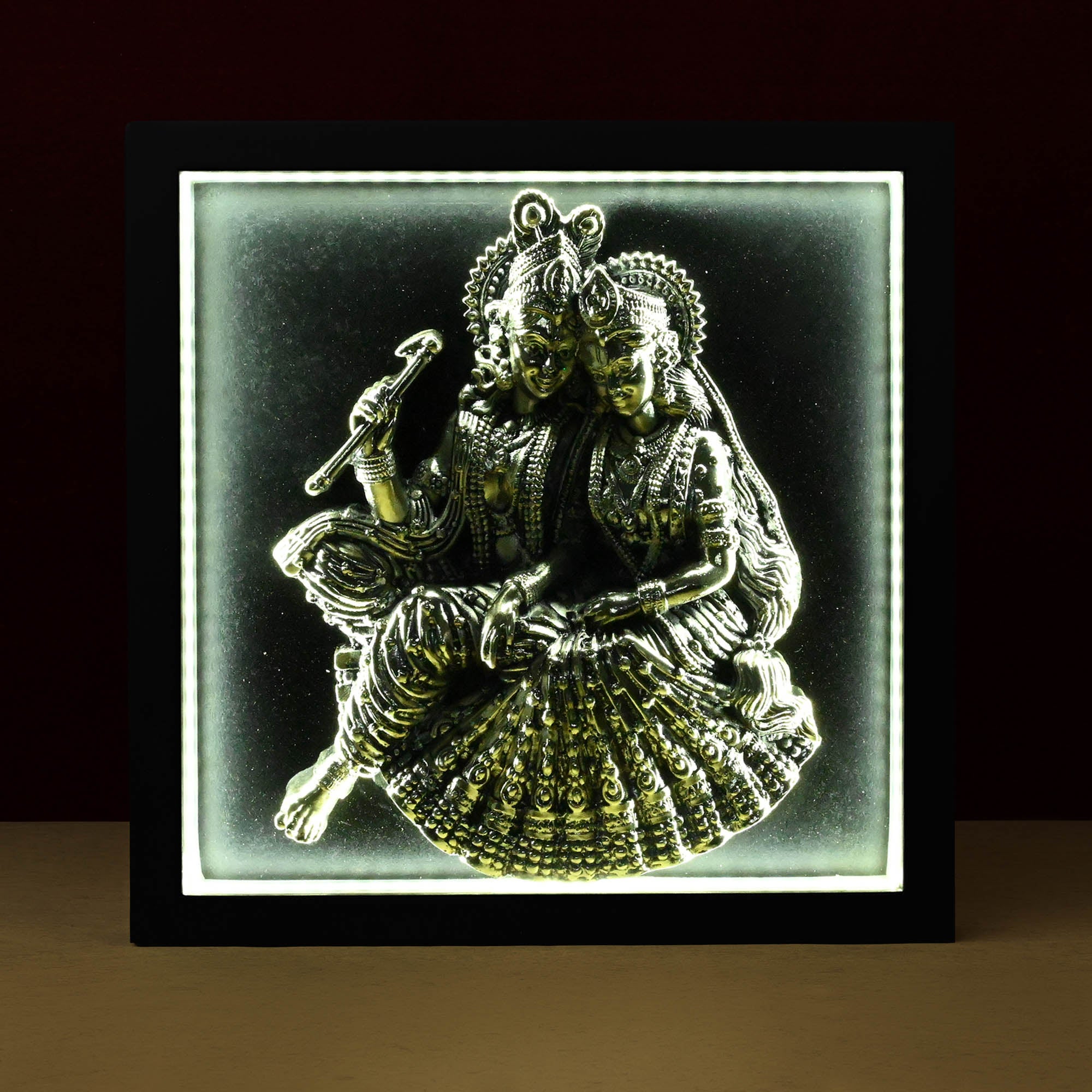 999 Silver Plated Radha Krishna LED Frame