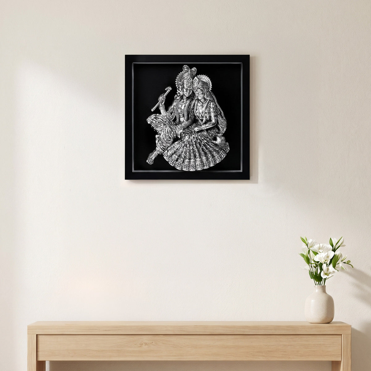 999 Silver Plated Radha Krishna LED Frame