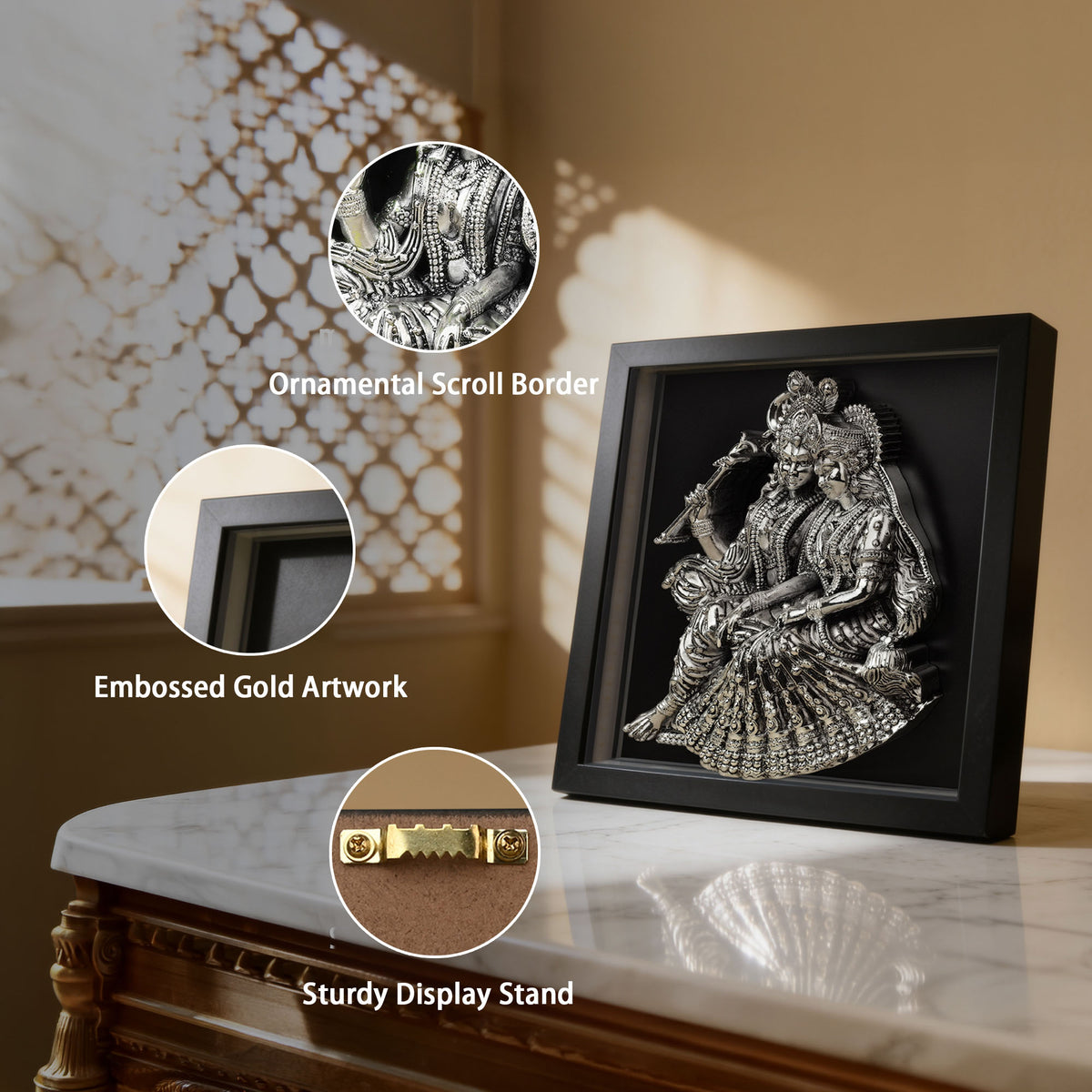 999 Silver Plated Radha Krishna LED Frame