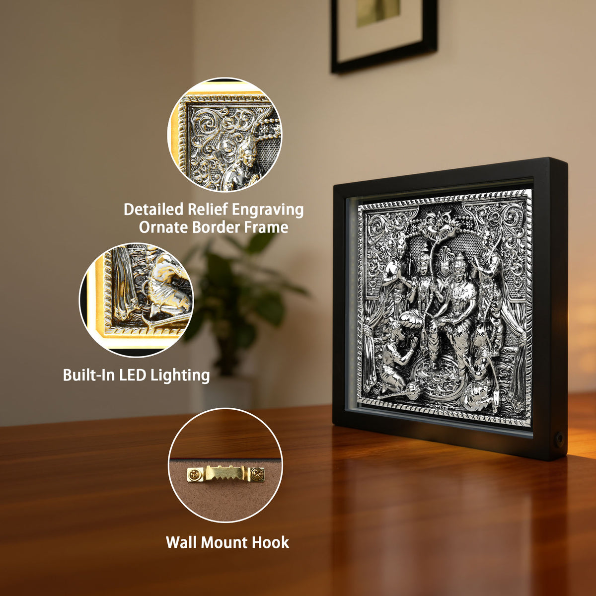 999 Silver Plated Ram Darbar LED Frame