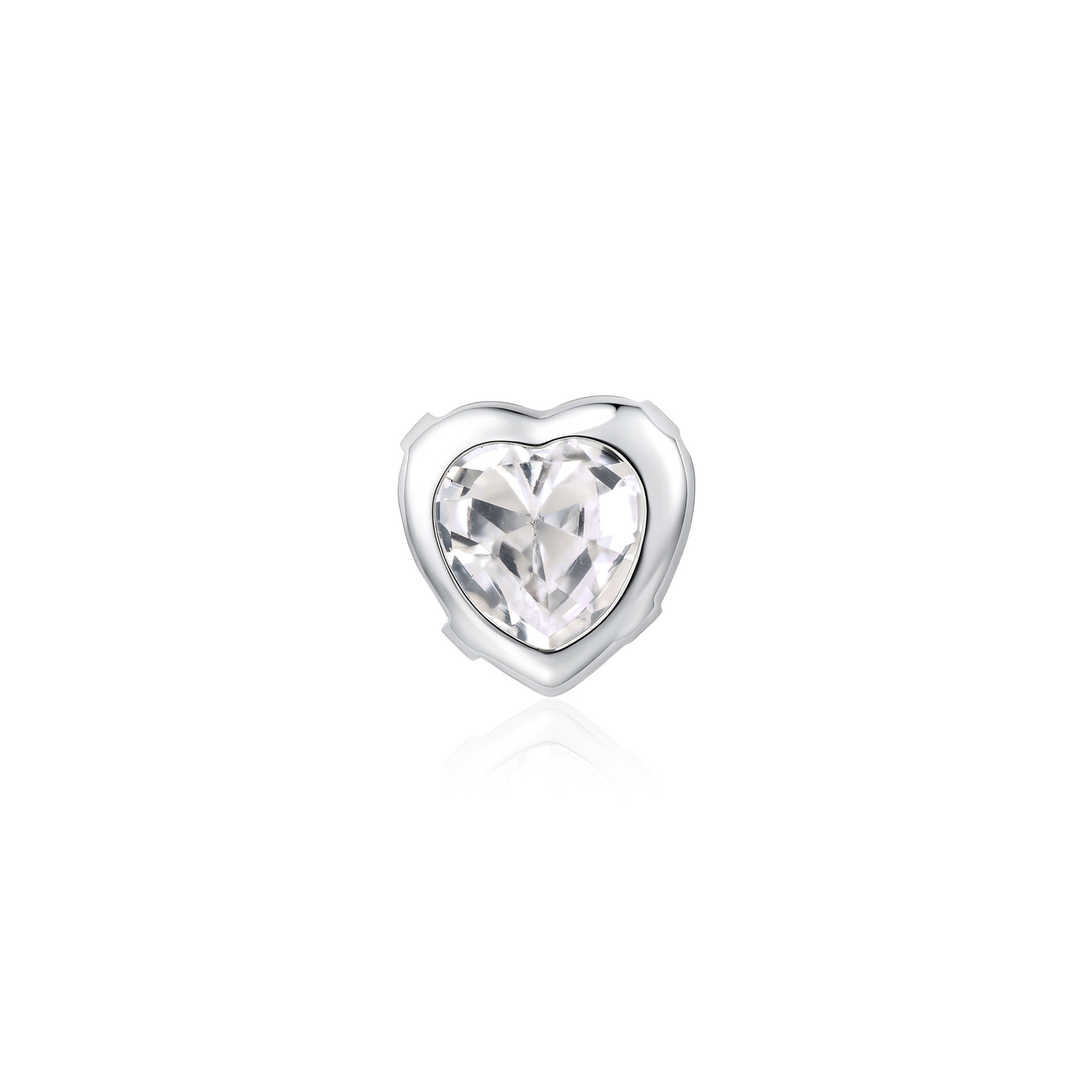 Heart Cut Solitaire Silver Stud Earring