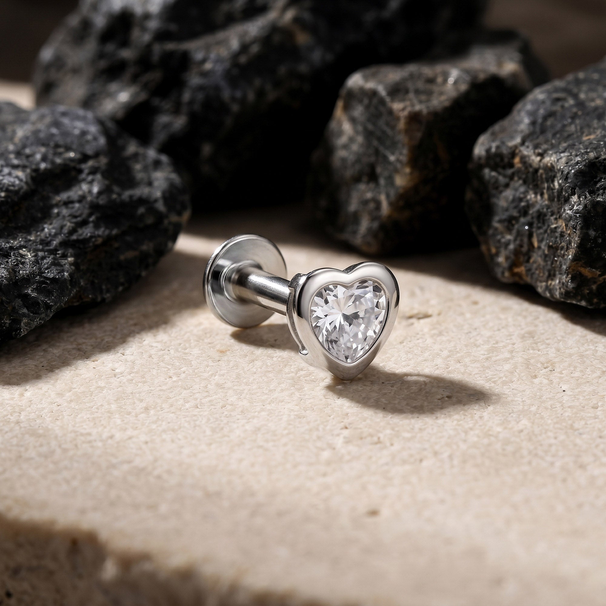 Heart Cut Solitaire Silver Stud Earring