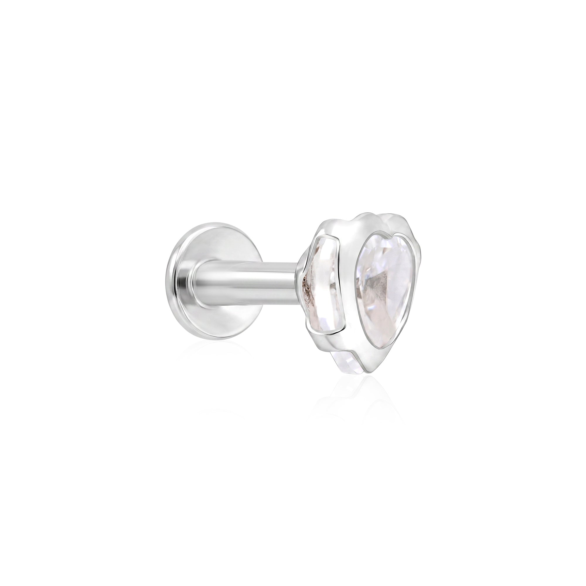Heart Cut Solitaire Silver Stud Earring