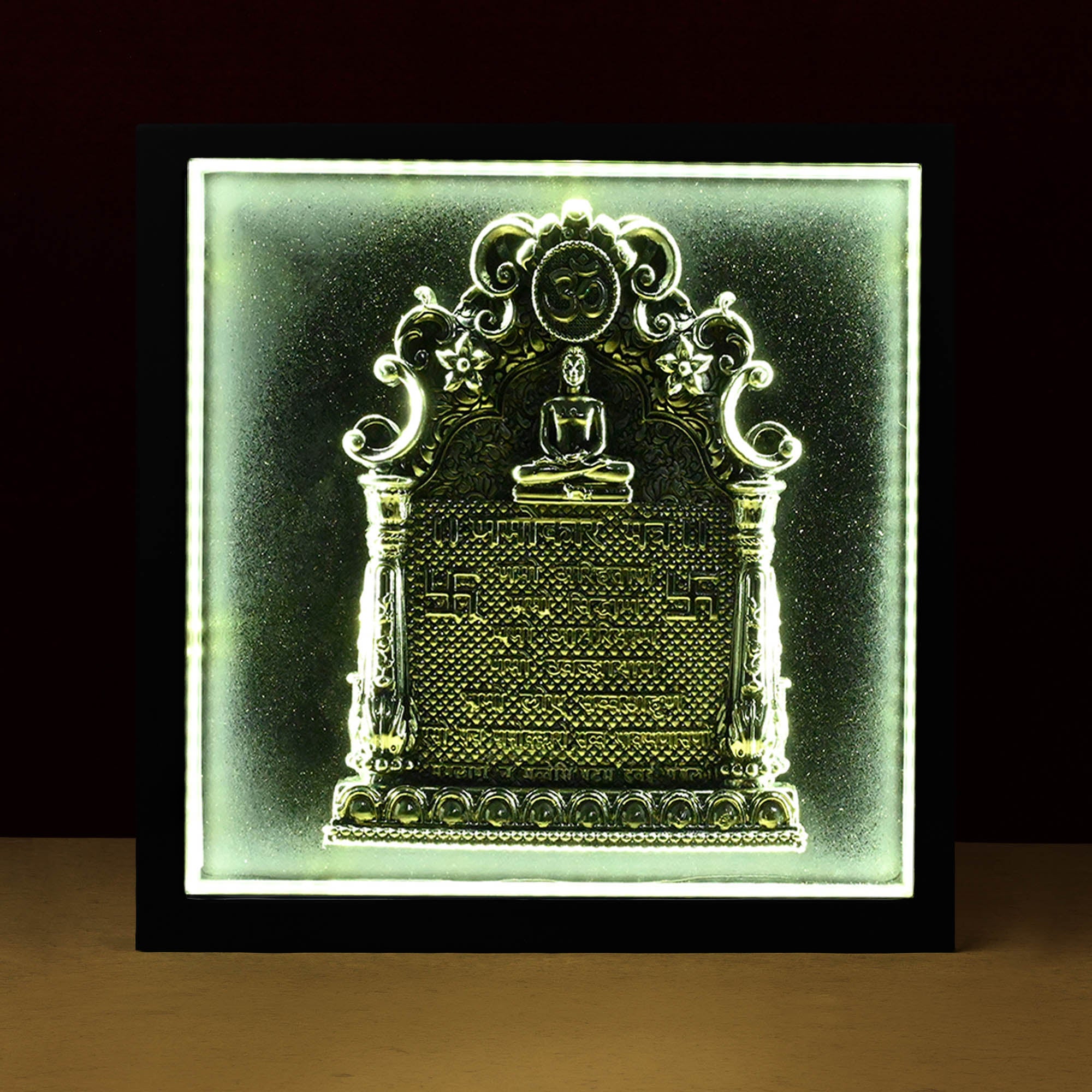 999 Silver Plated Jain Navkar LED Frame