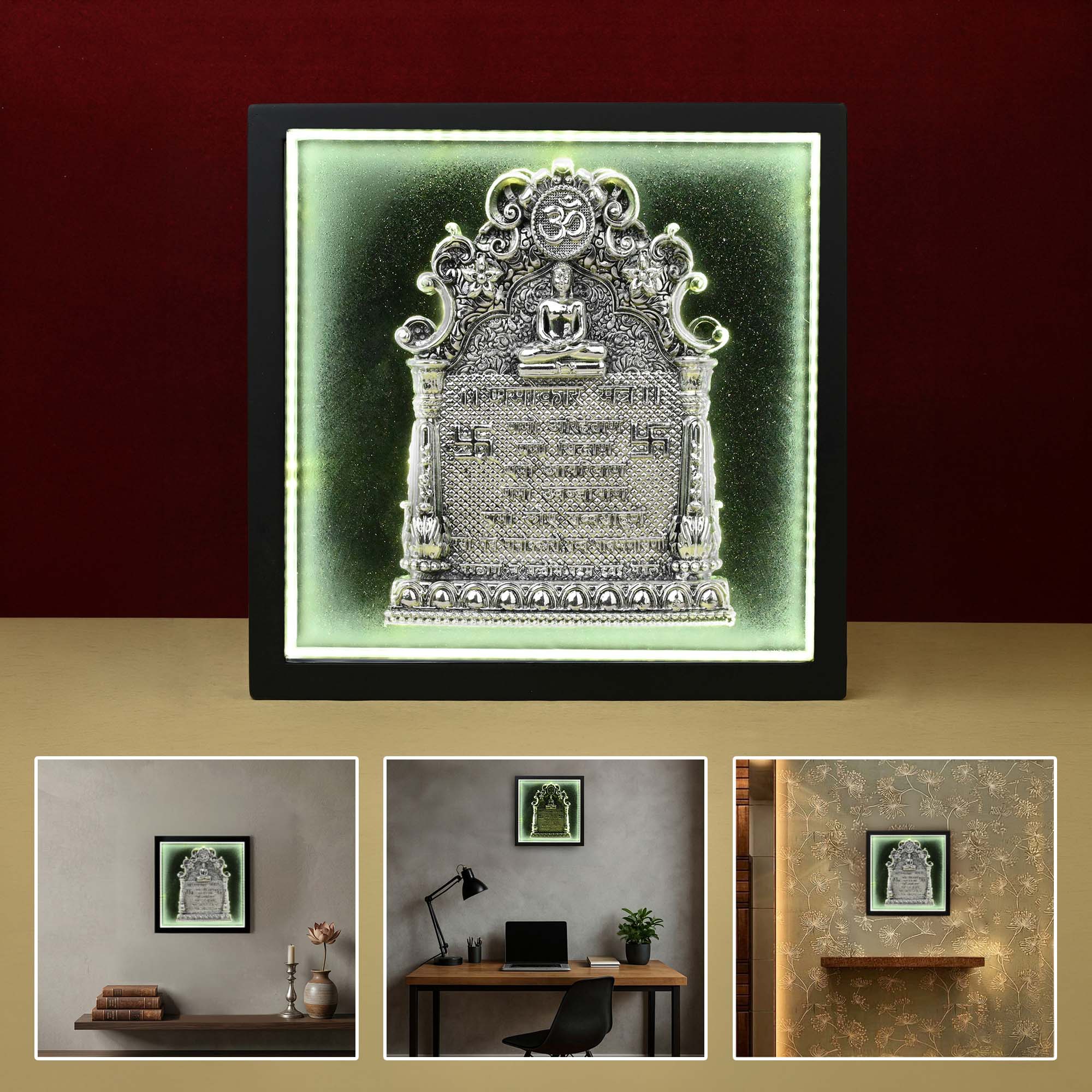 999 Silver Plated Jain Navkar LED Frame