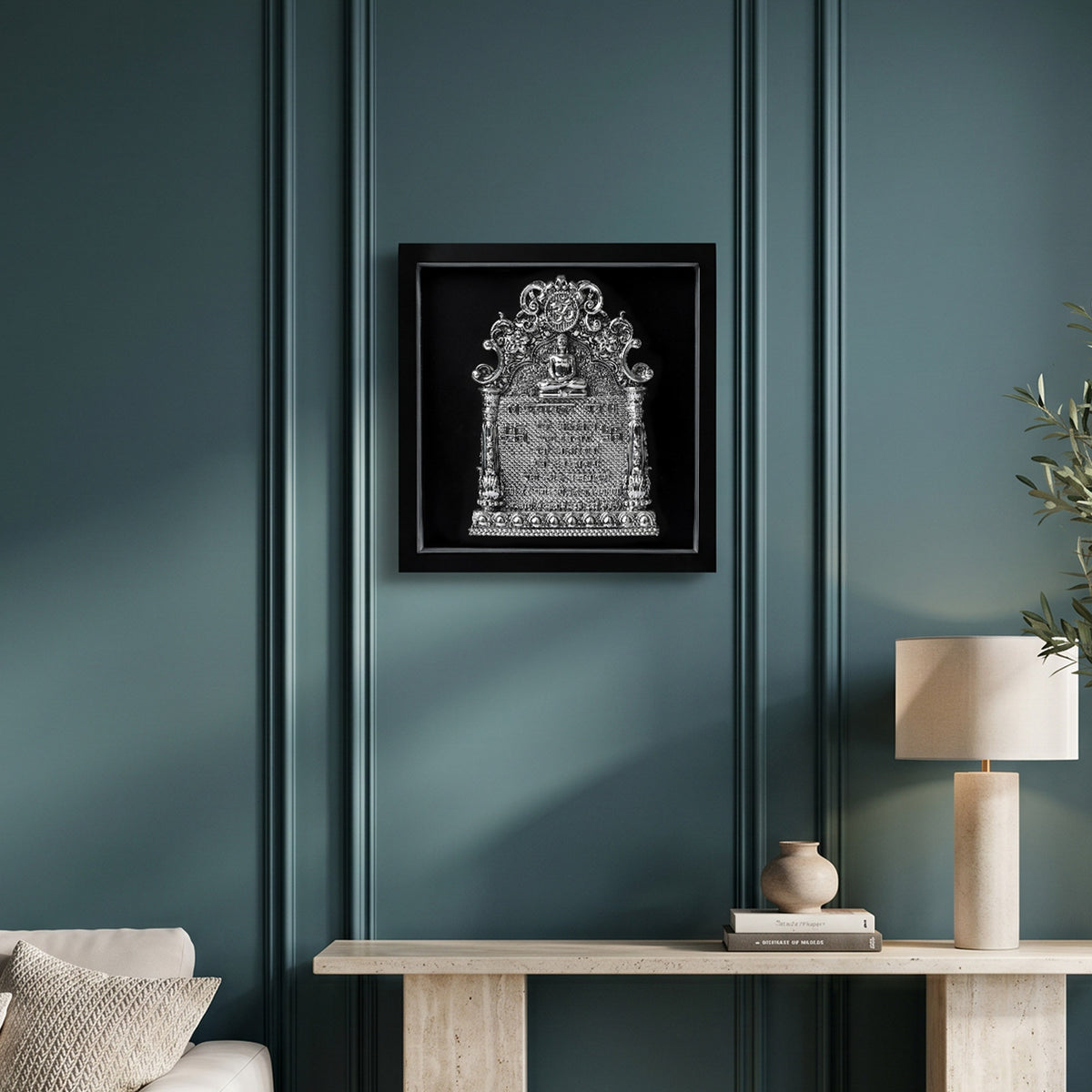 999 Silver Plated Jain Navkar LED Frame