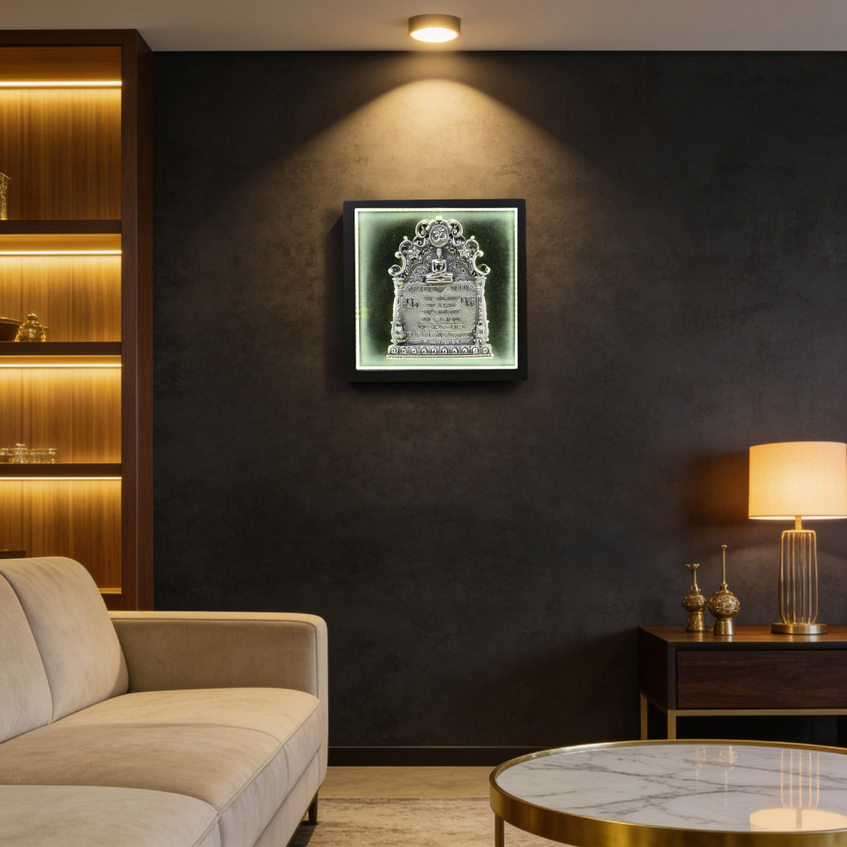 999 Silver Plated Jain Navkar LED Frame