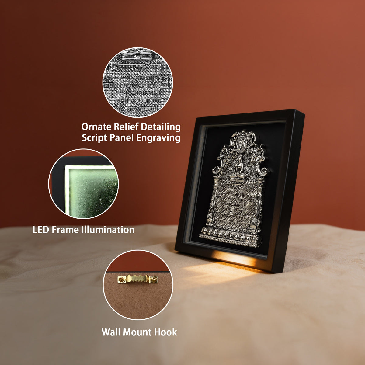 999 Silver Plated Jain Navkar LED Frame