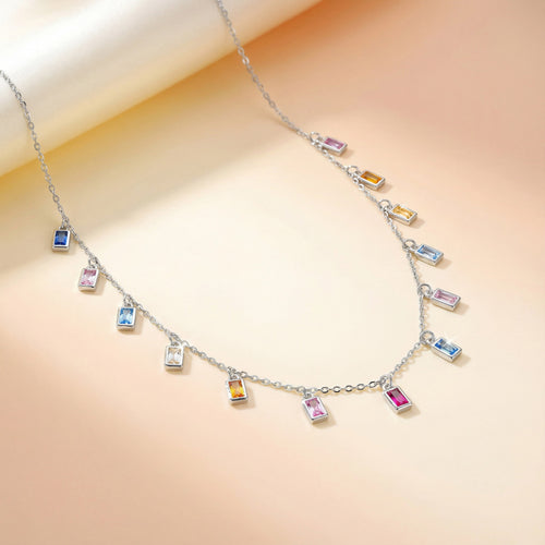 Baguette Drop Charm Necklace