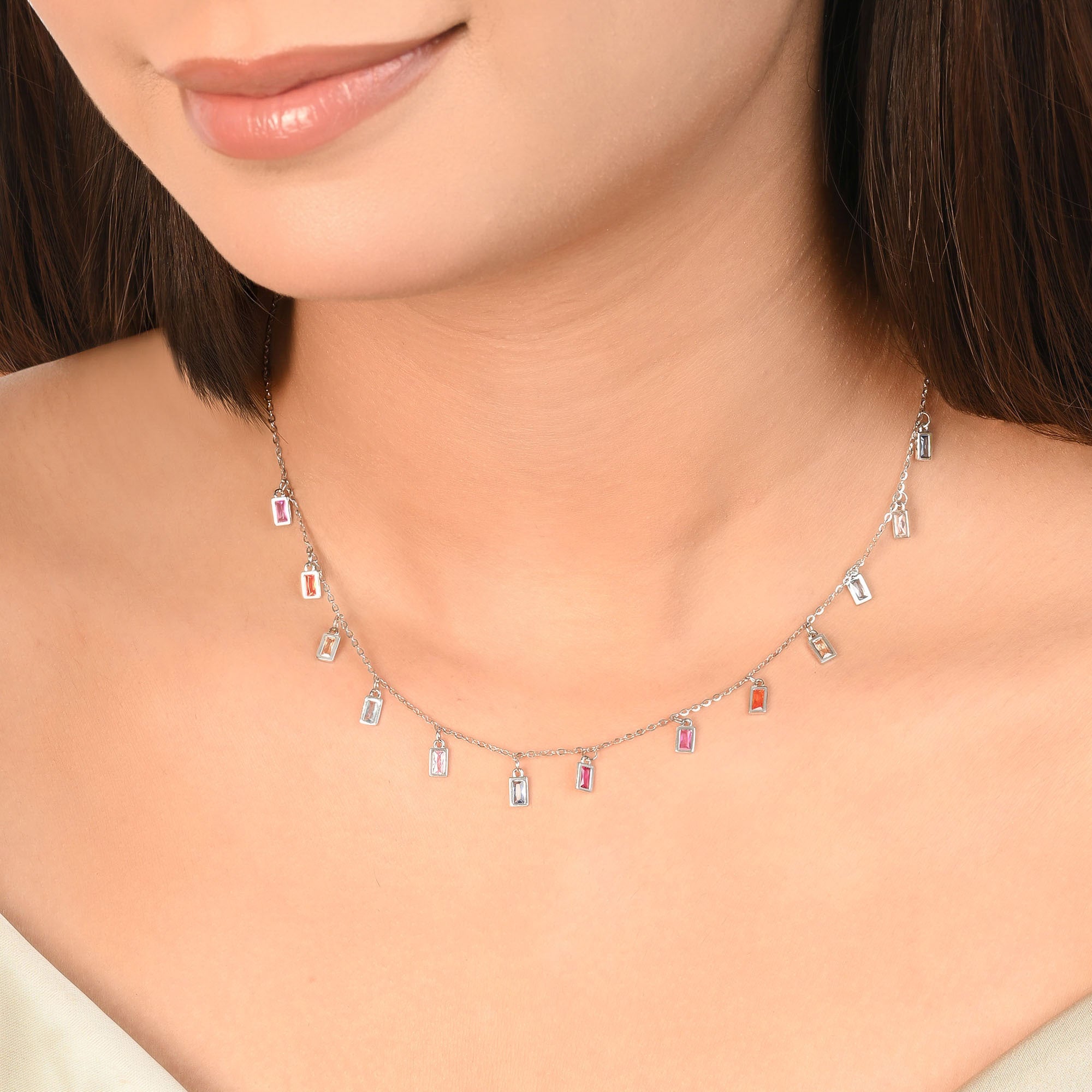 Baguette Drop Charm Necklace