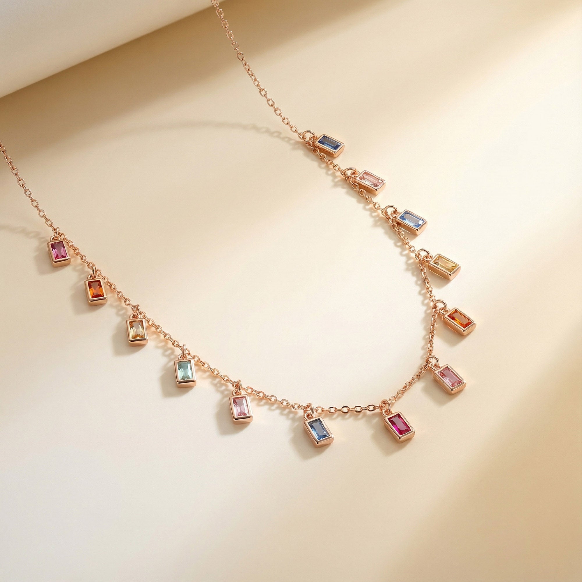 Baguette Drop Charm Necklace