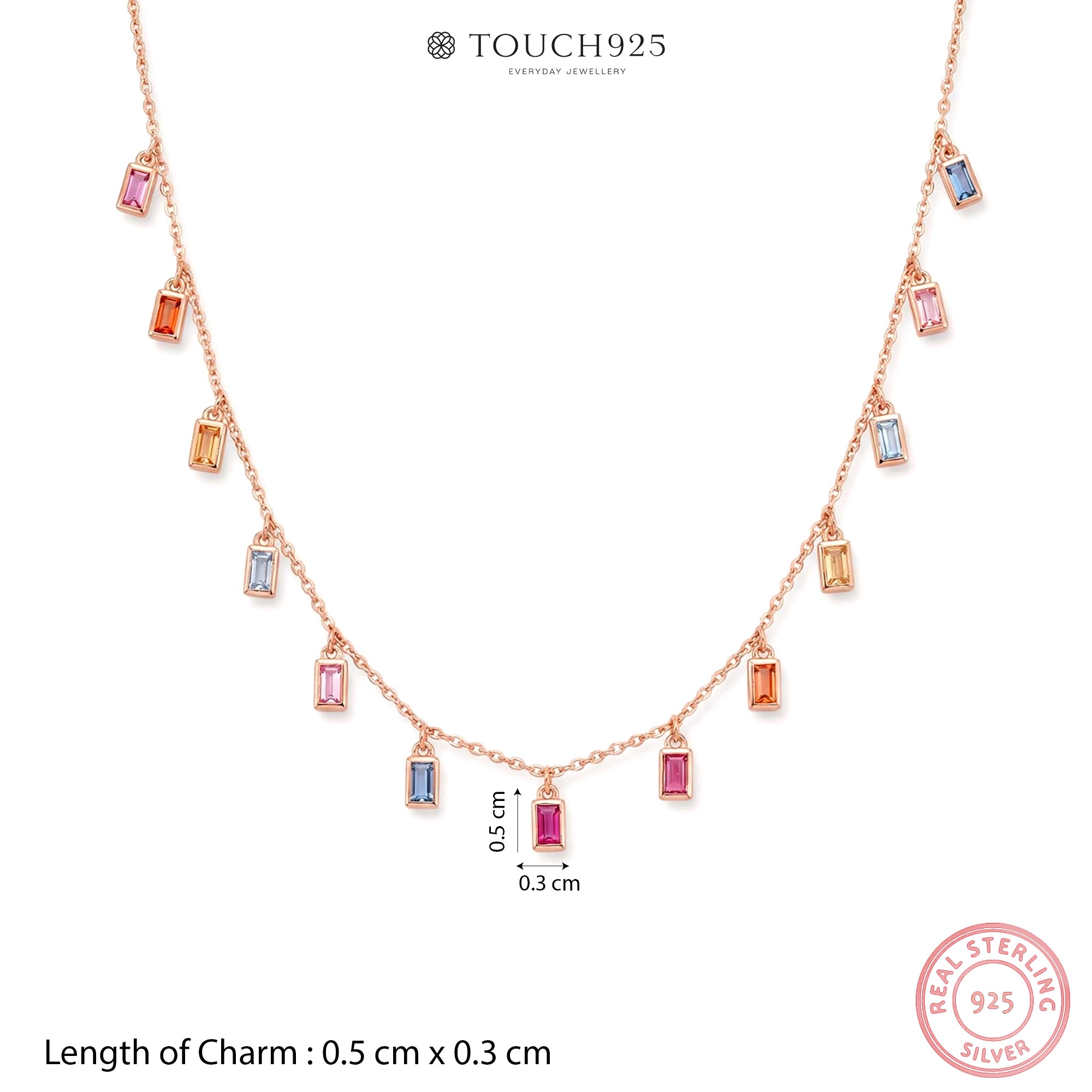 Baguette Drop Charm Necklace