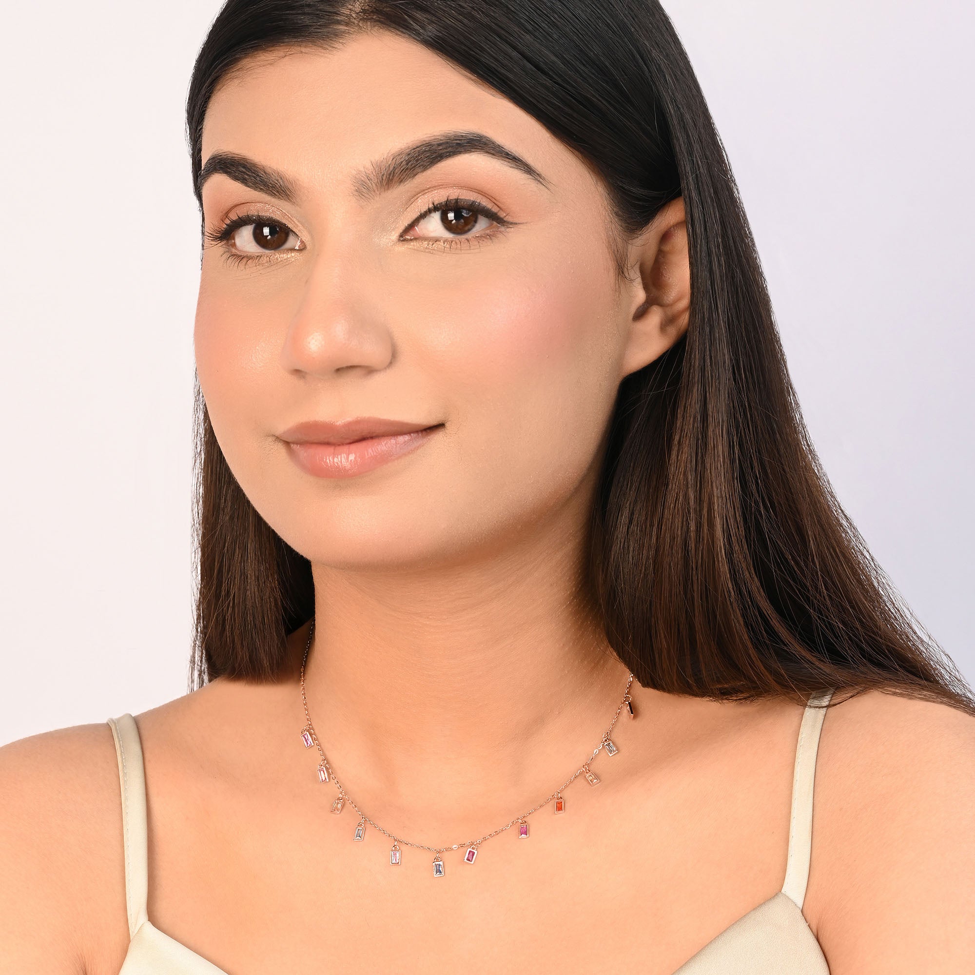 Baguette Drop Charm Necklace