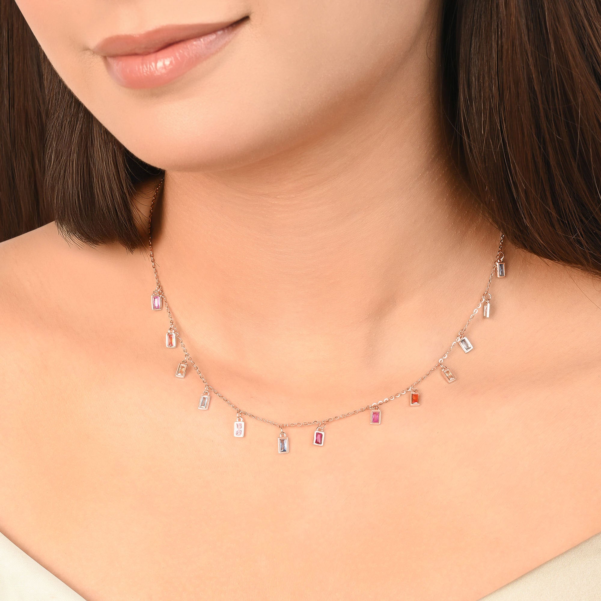 Baguette Drop Charm Necklace