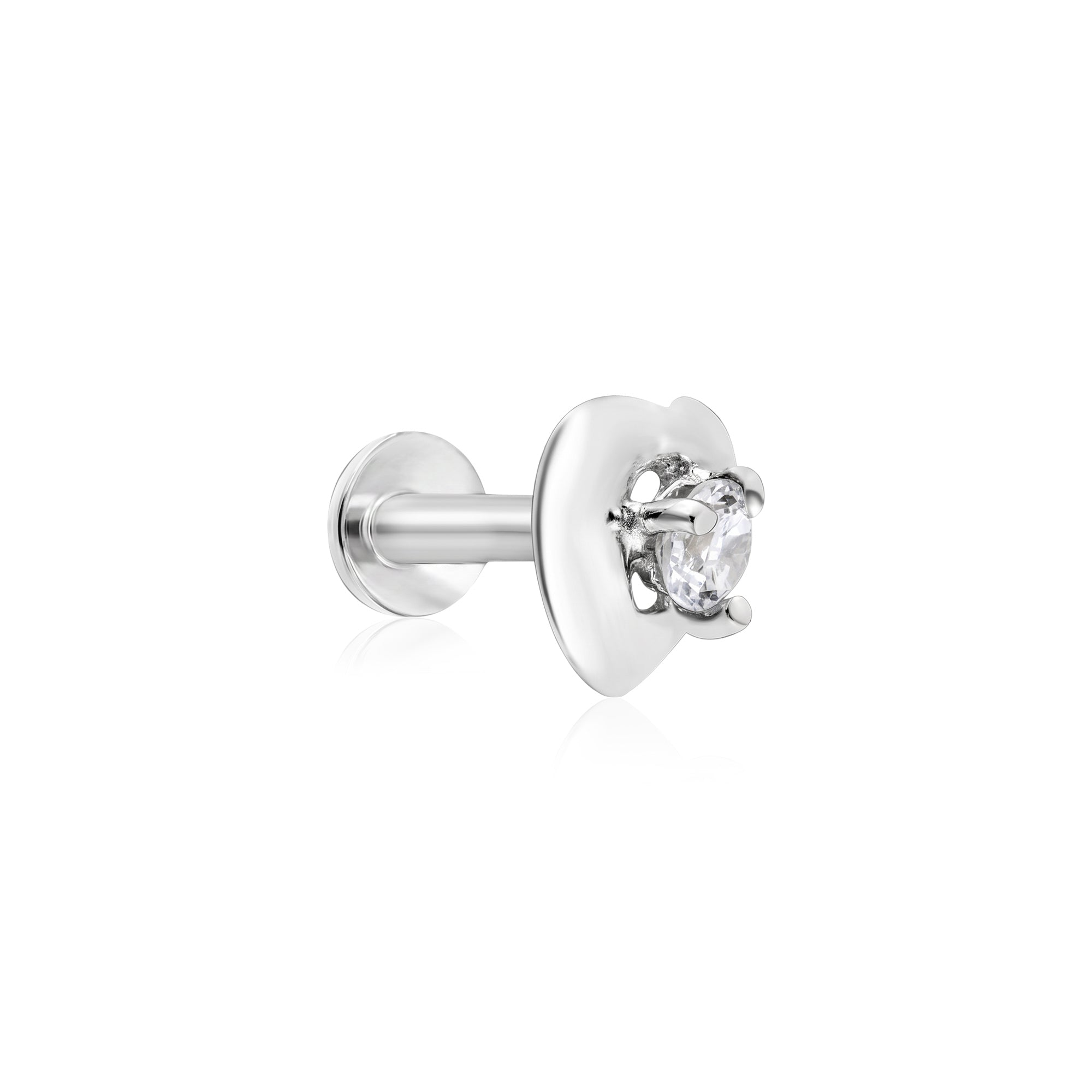 Heart Zircon Solitaire Silver Stud