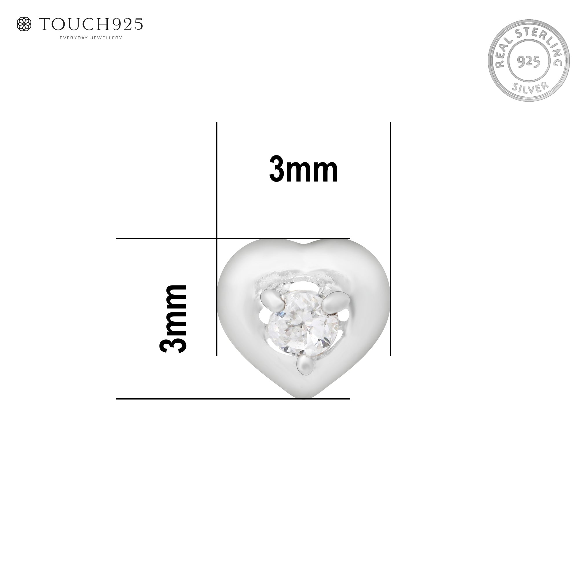 Heart-Bezel Sparkle Silver Nose Pin