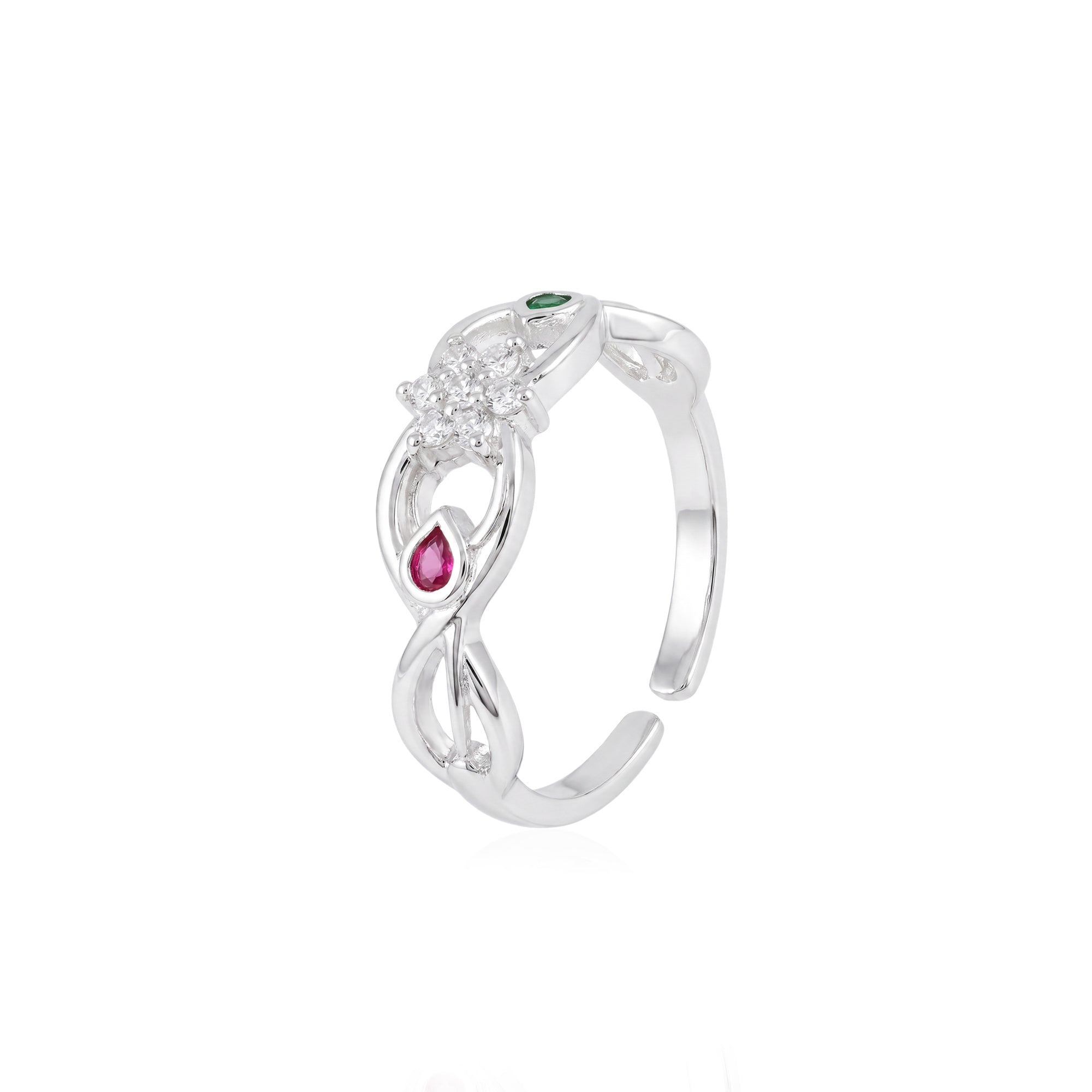 Ruby Floral Cluster Toe Ring