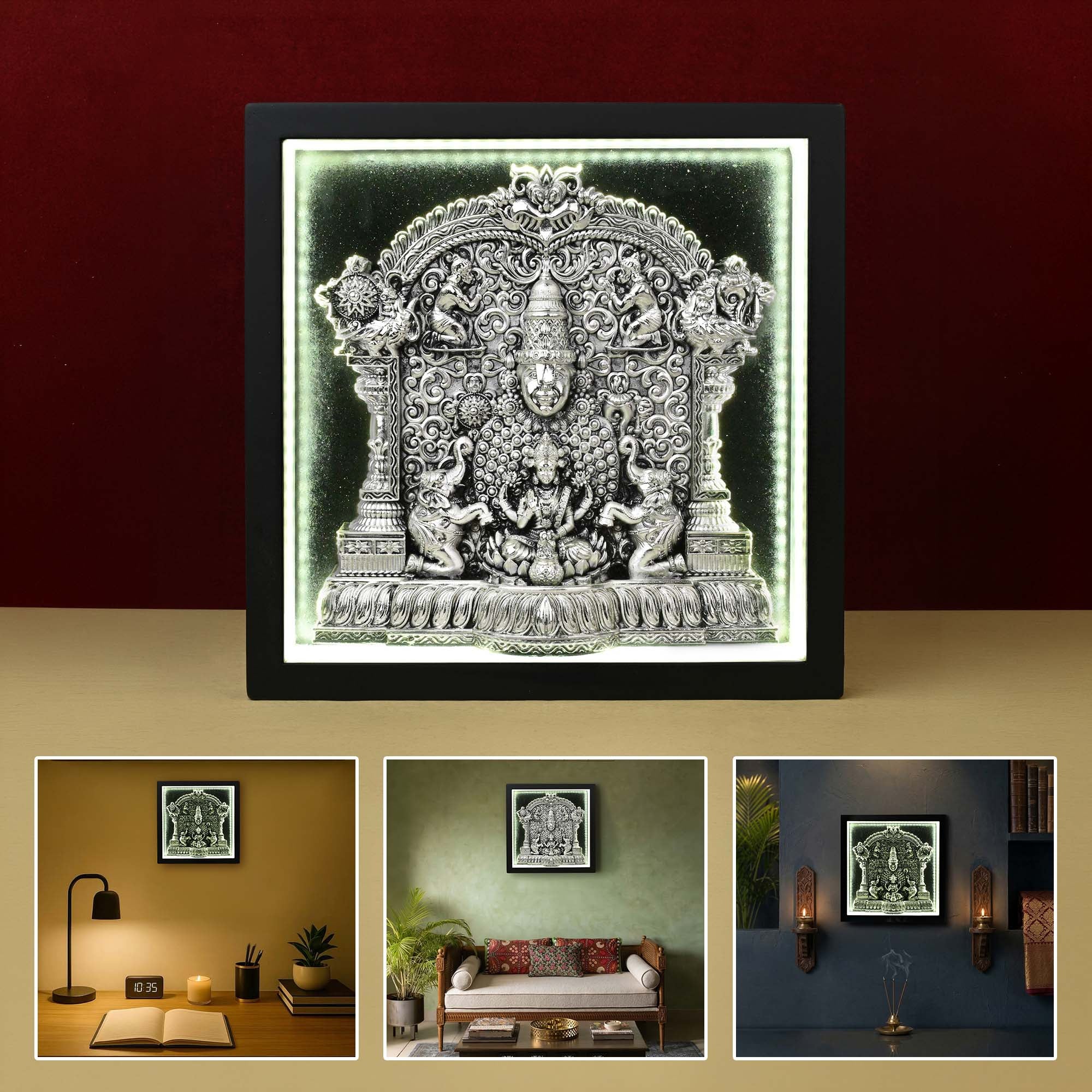 999 Silver Lakshmi Venkateshwar LED Frame