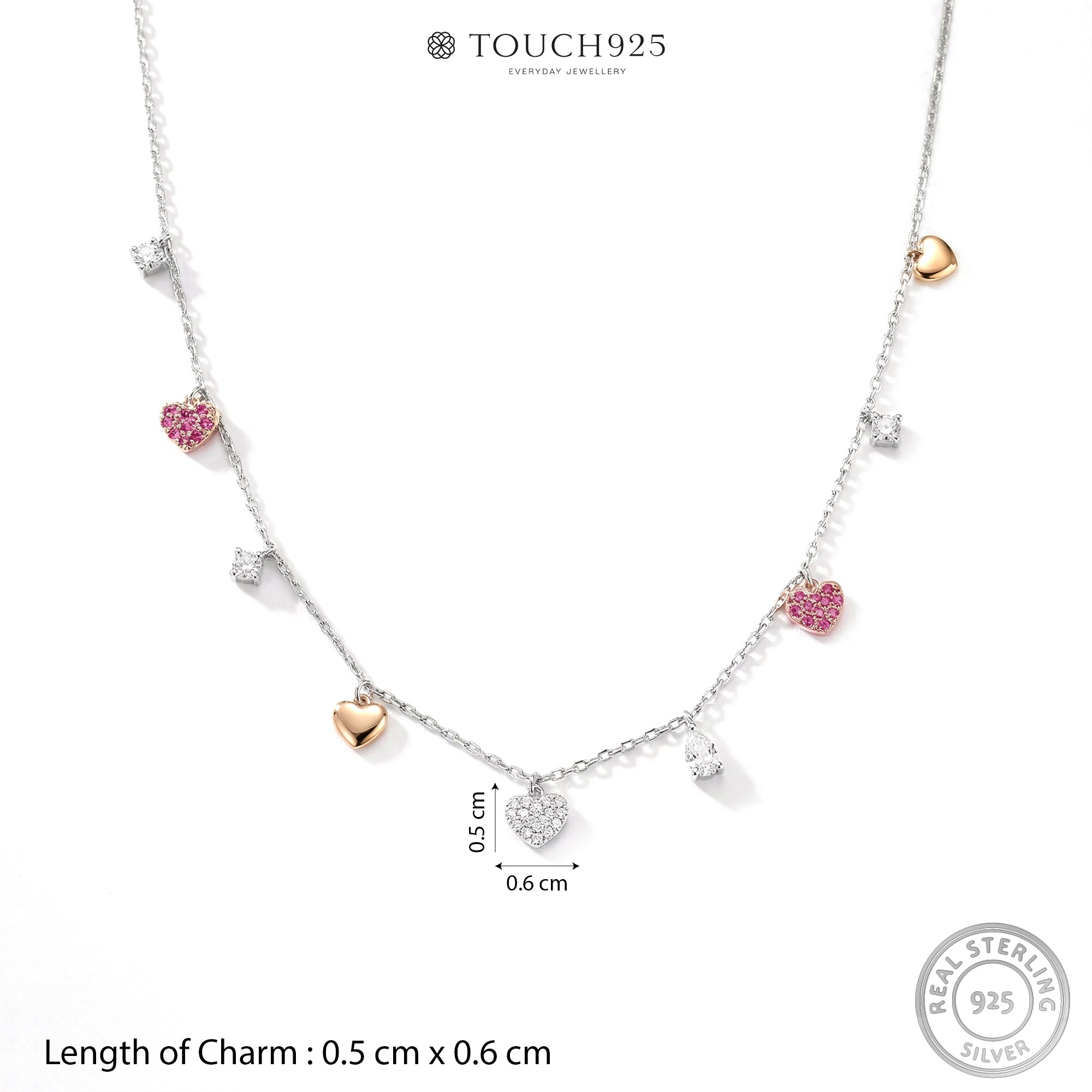 Heart Charm Drop Necklace