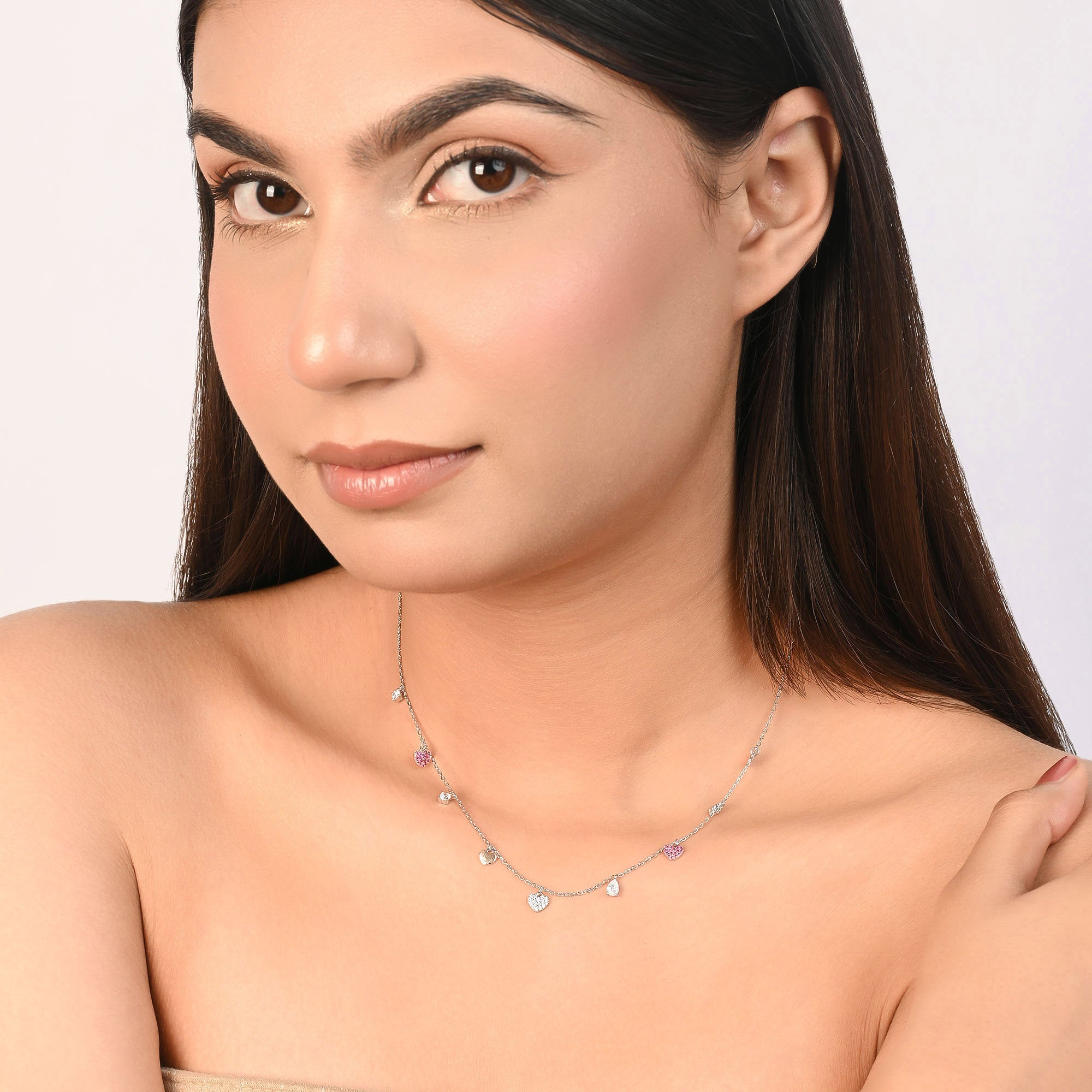 Heart Charm Drop Necklace