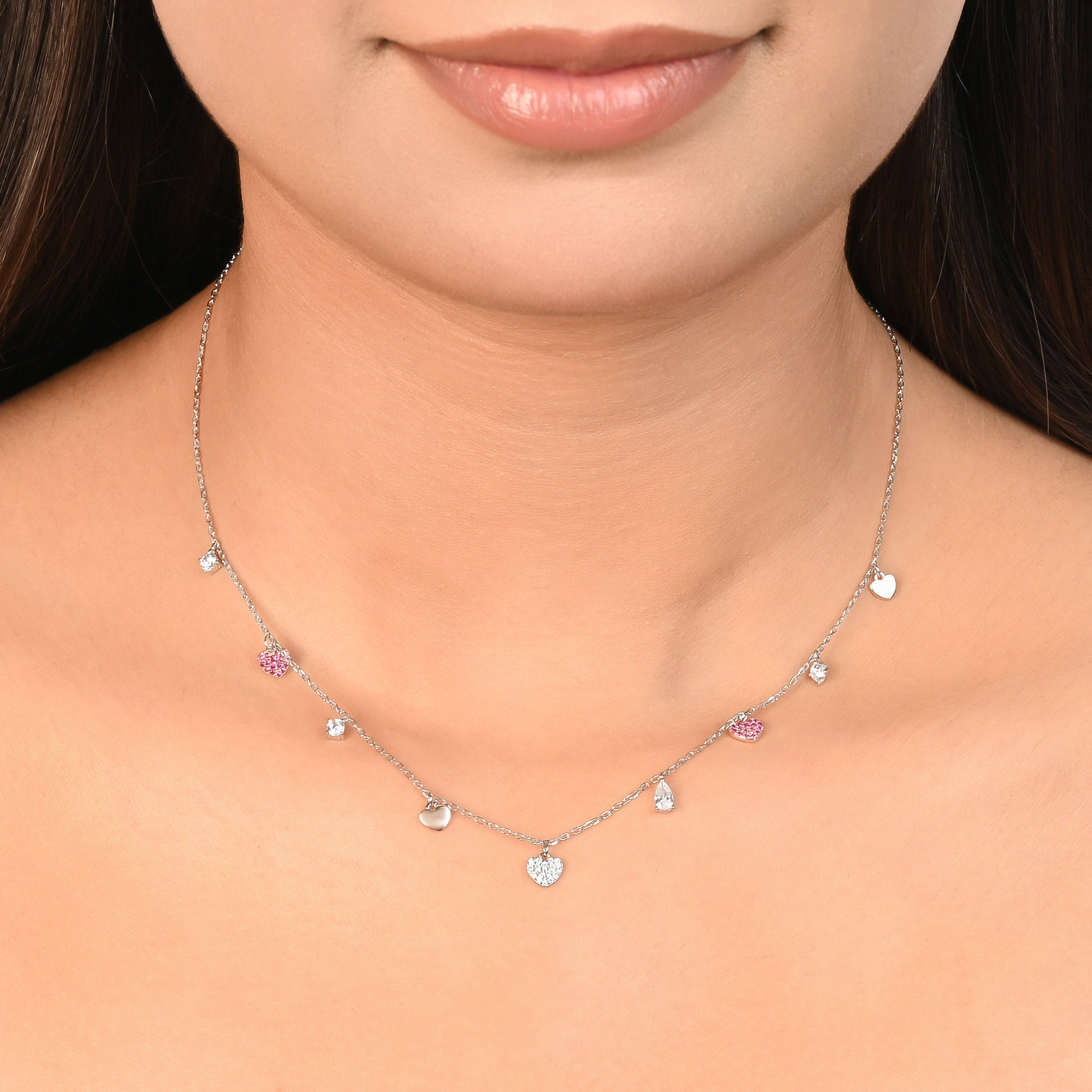 Heart Charm Drop Necklace