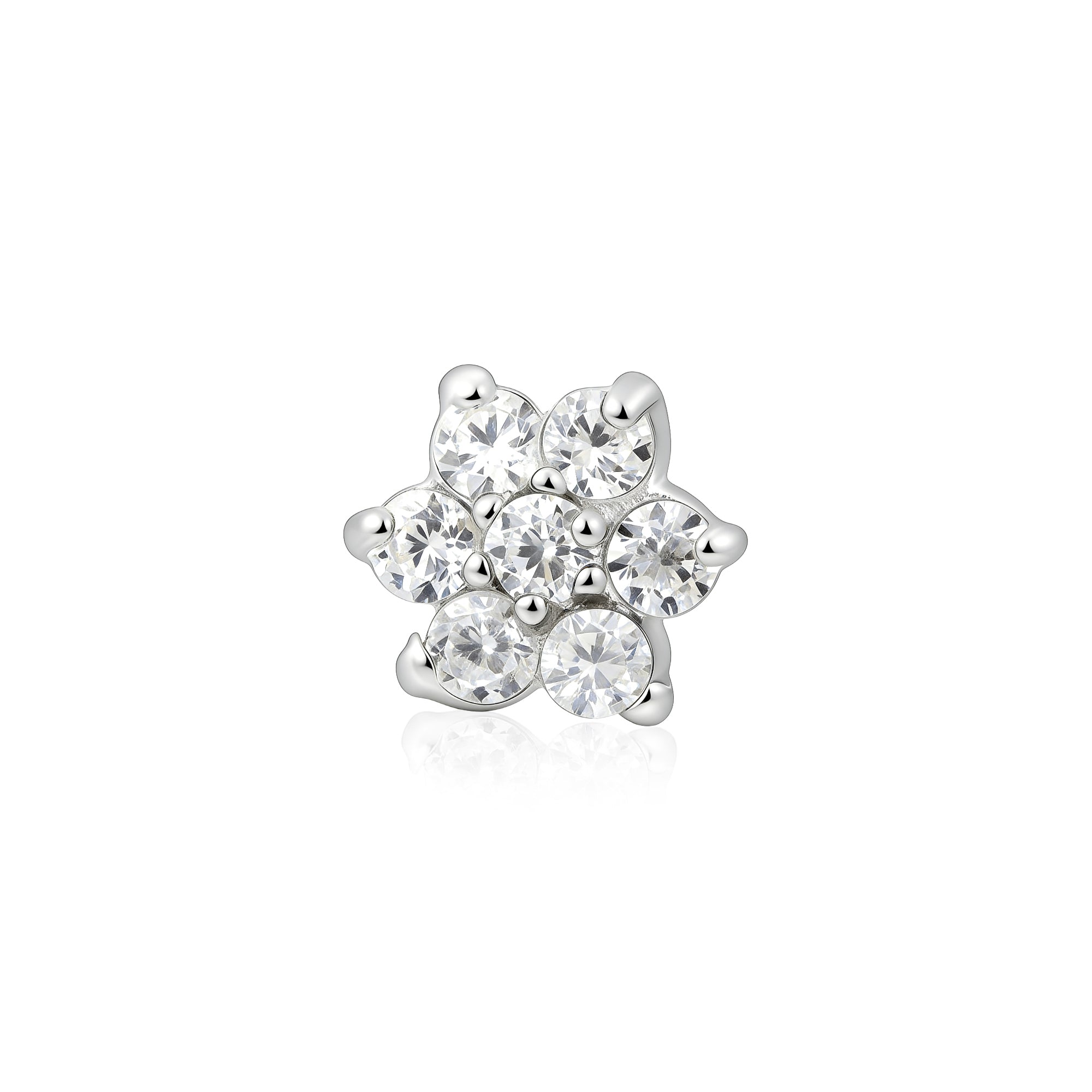 Floral Cluster Zircon Silver Stud