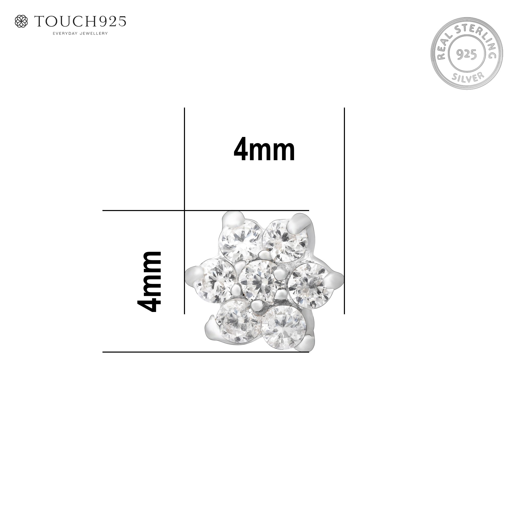 Petite Floral Silver Nose Pin