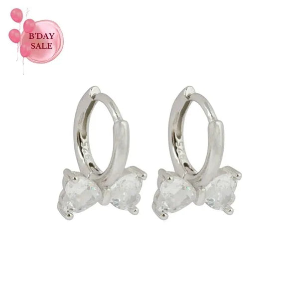 Dainty Bow CZ Silver Hoops - Touch925