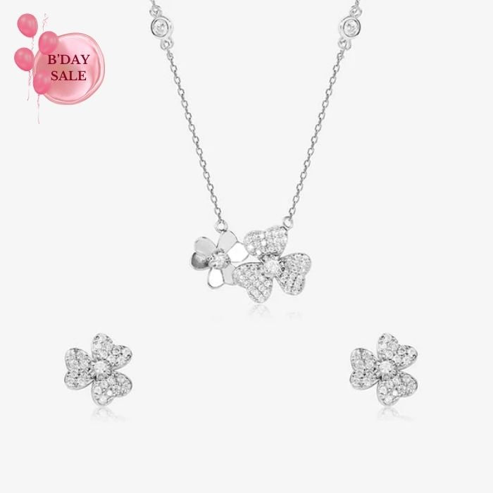 Dainty Flower Pendant Chain Set - Touch925