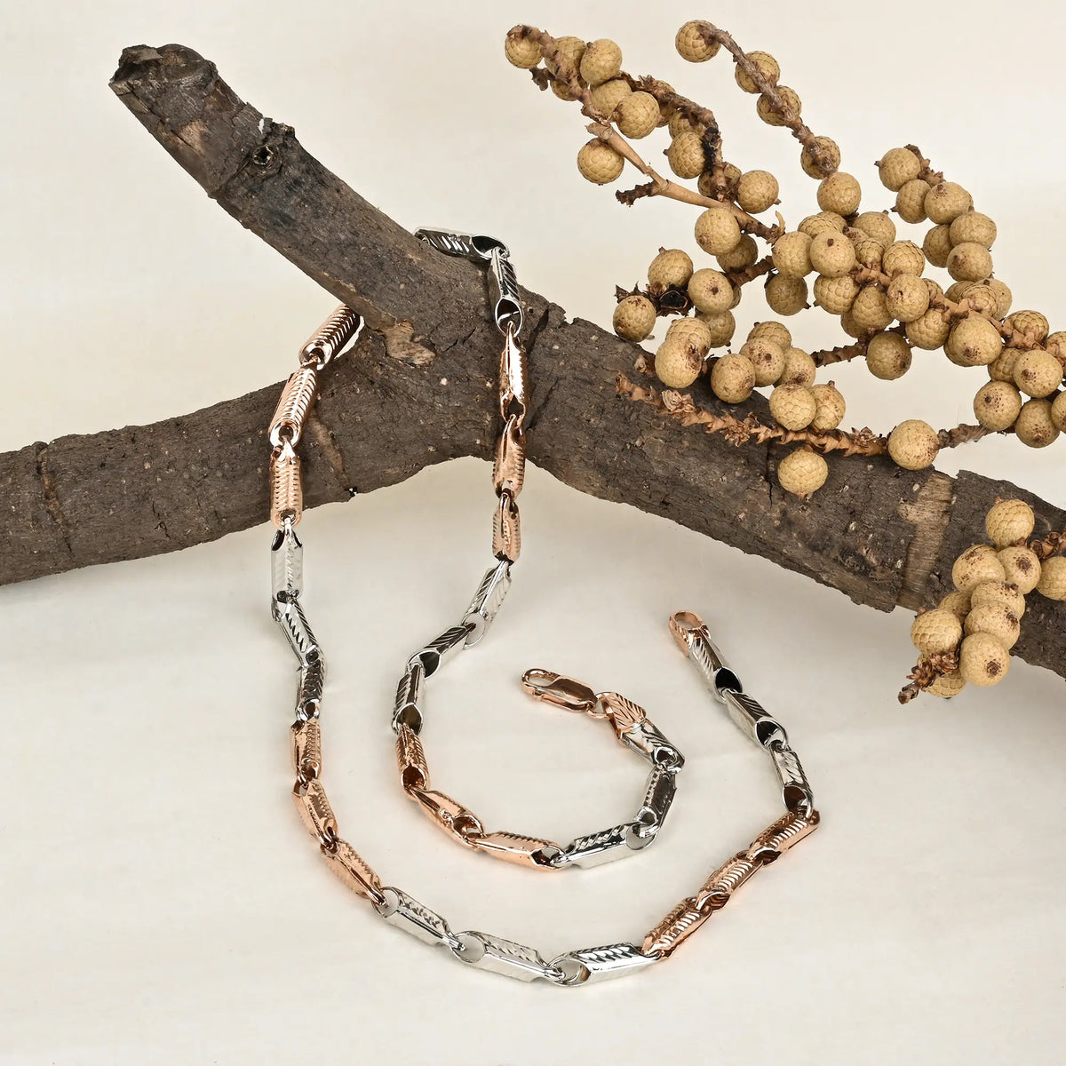 Dual Tone Curb Link Thin Chain- Touch925 Silver jewellery