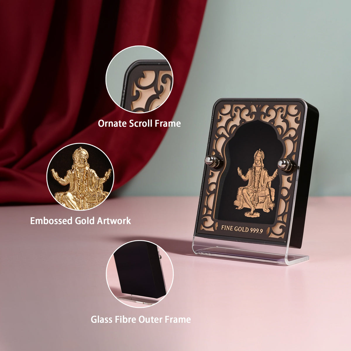 24K Gold Foil Lord Hanuman Frame