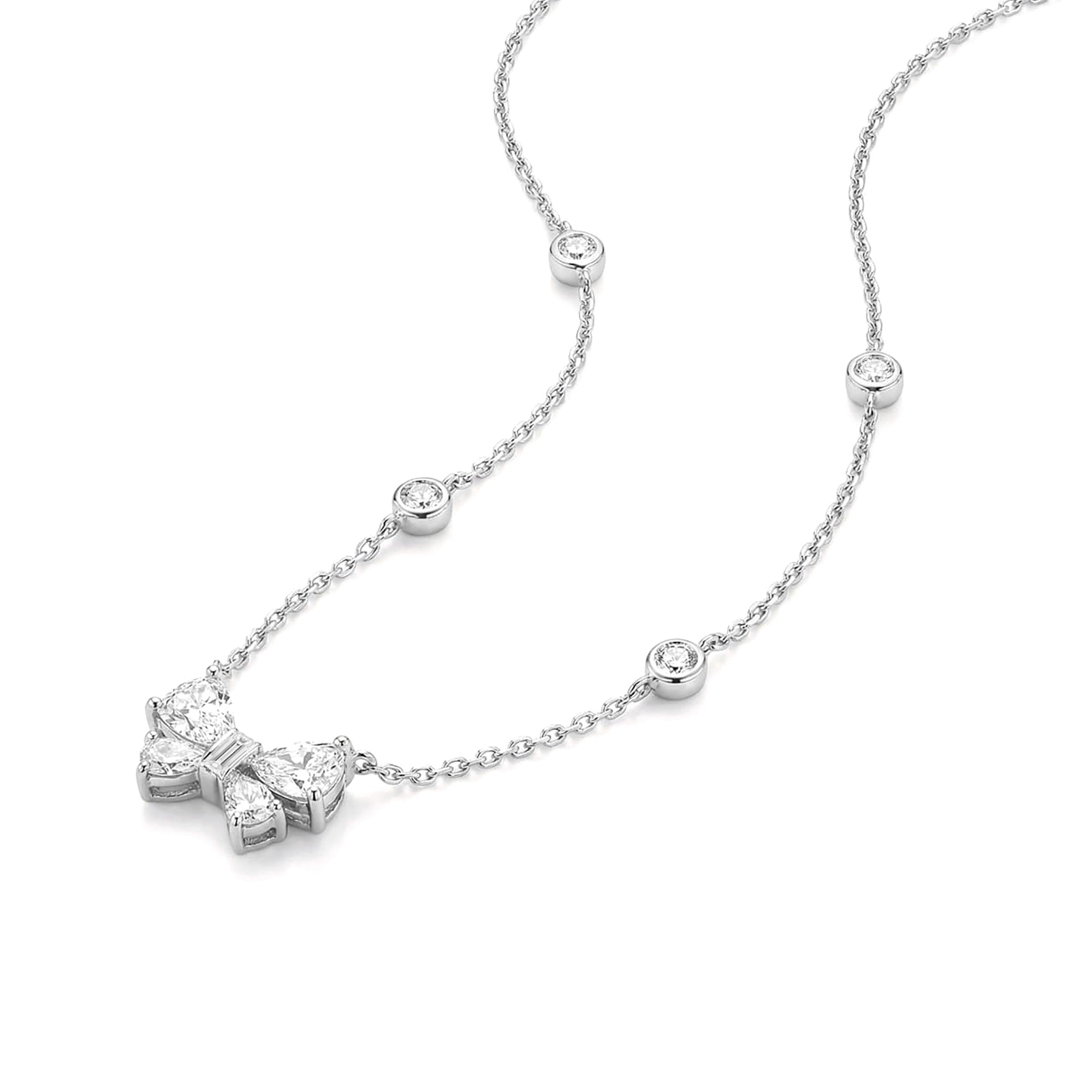 Bow Charm Station Necklace