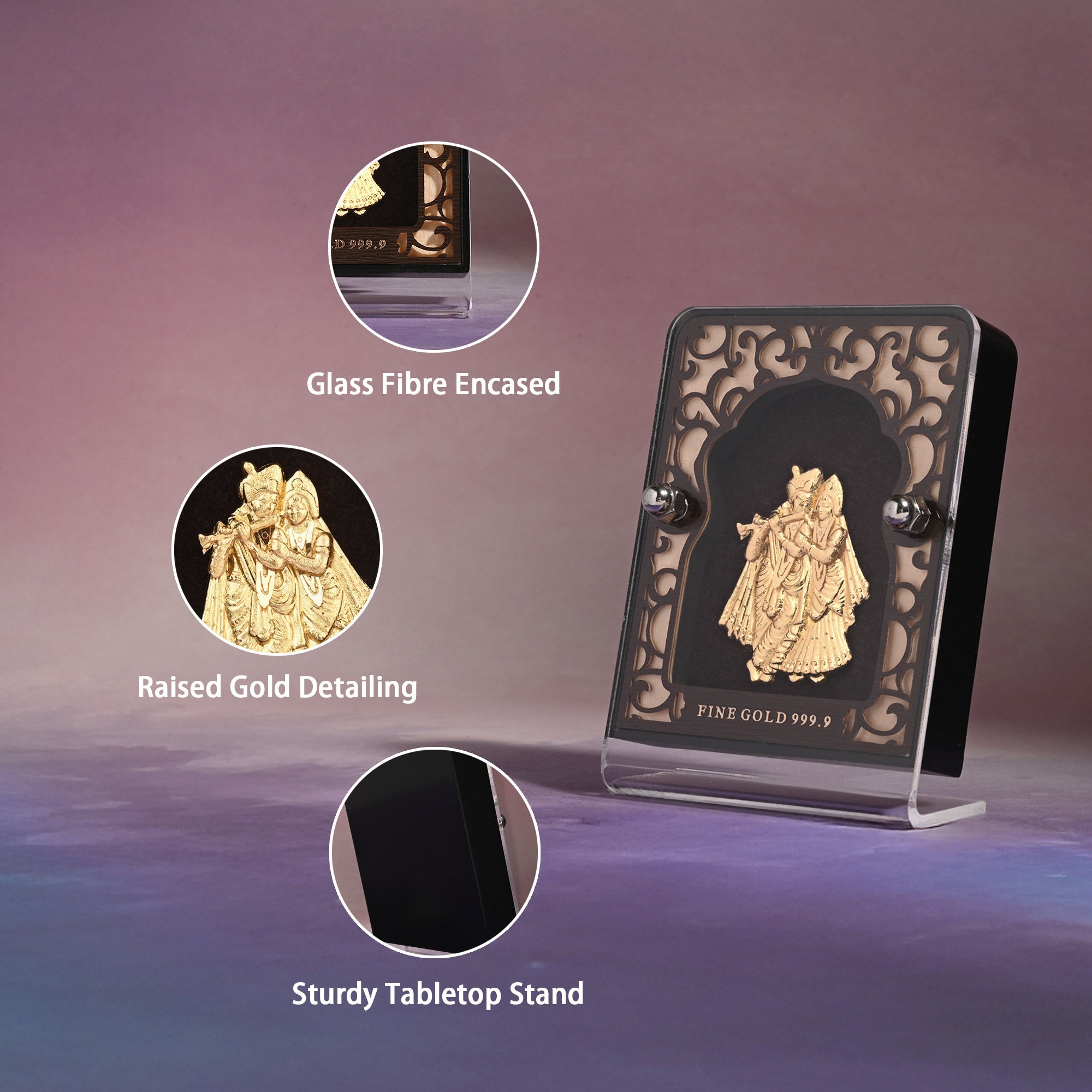 Radha Krishna 24K Gold Foil Frame